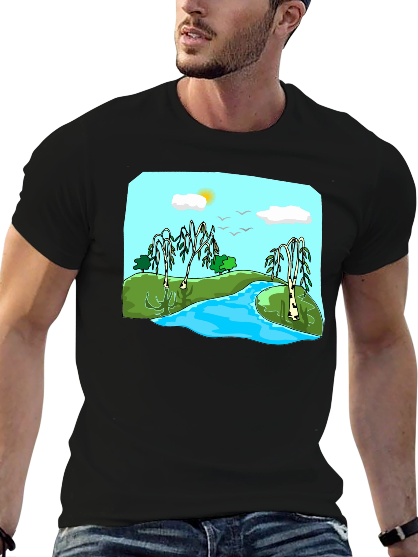 Scenic River Landscape Graphic Tee