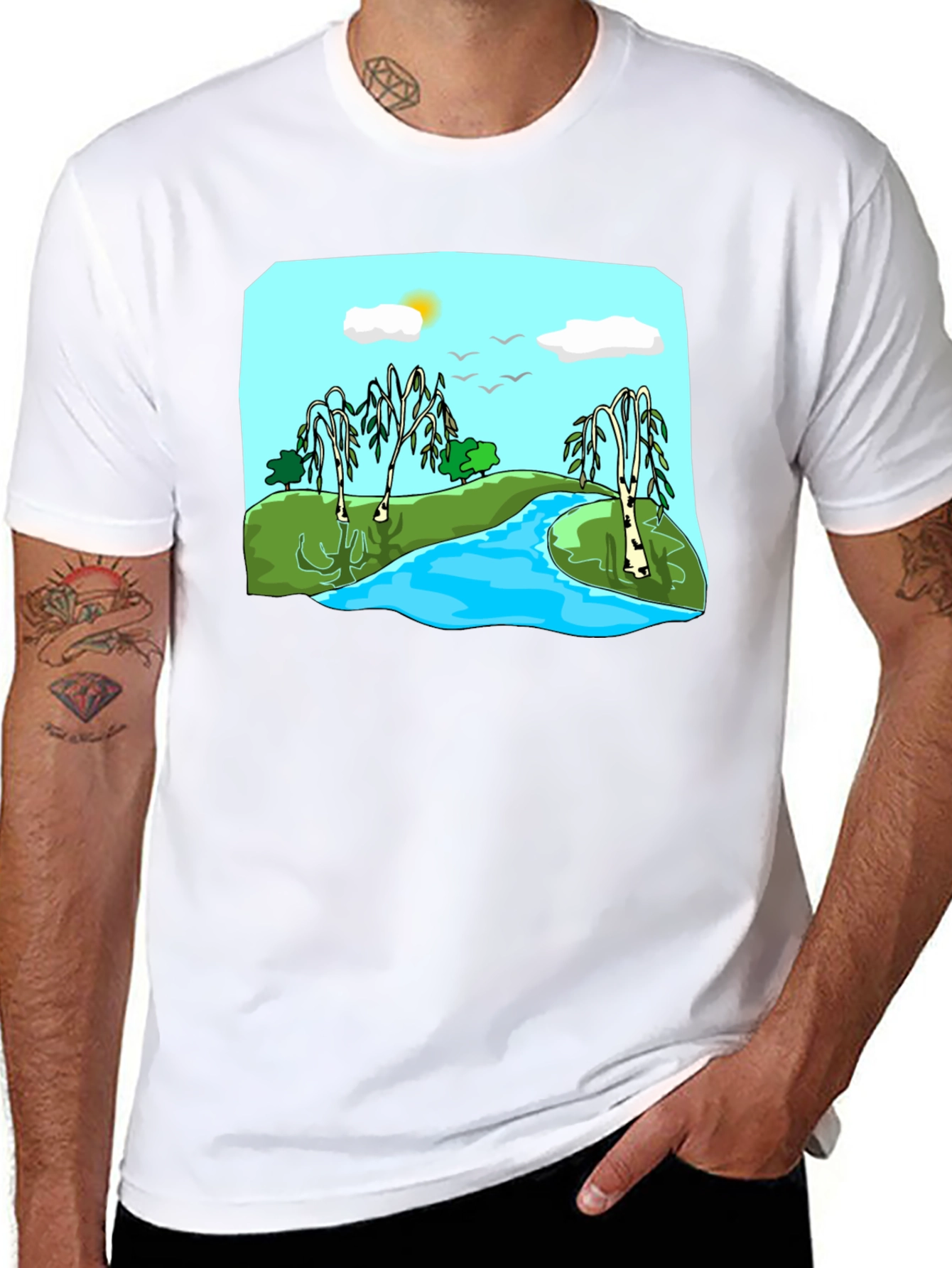 Scenic River Landscape Graphic Tee