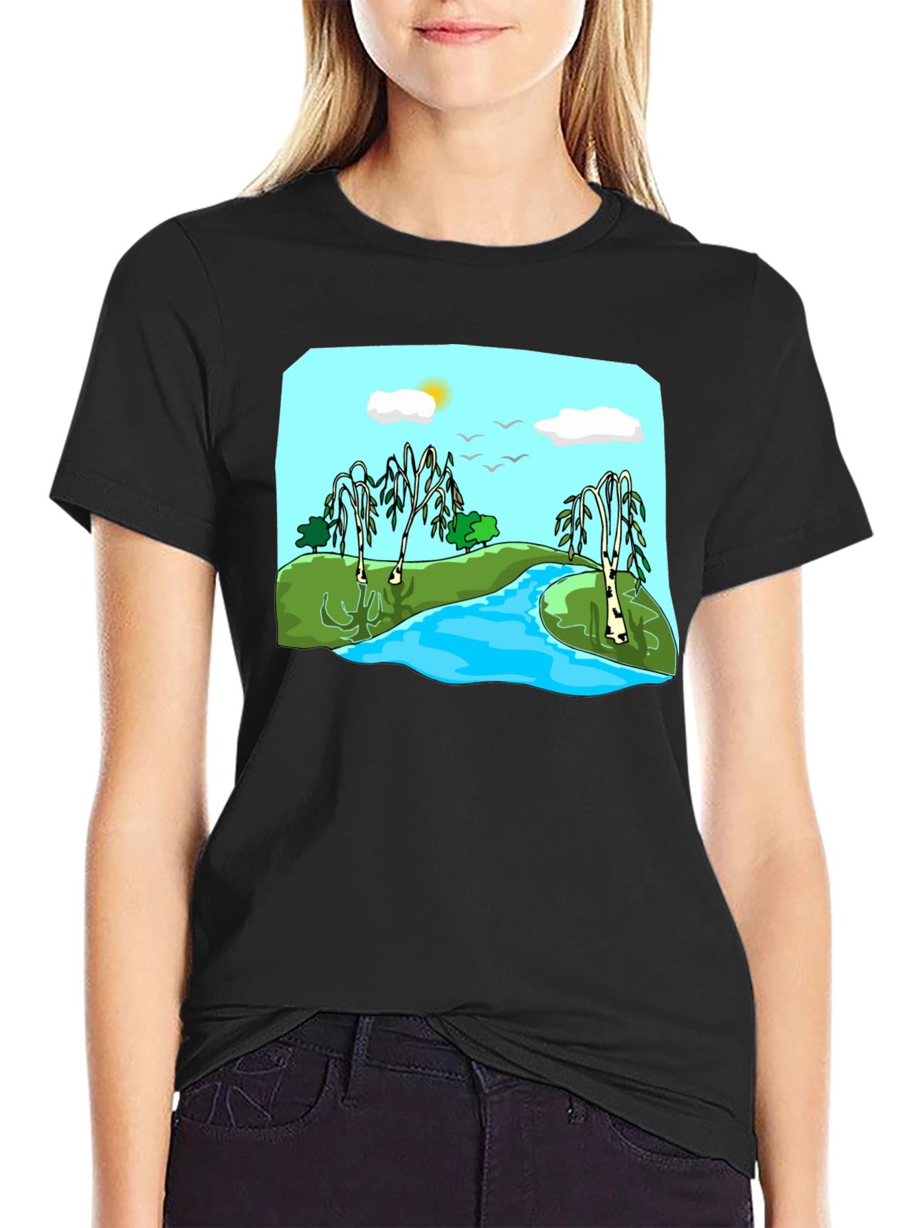 Scenic River Landscape Graphic Tee