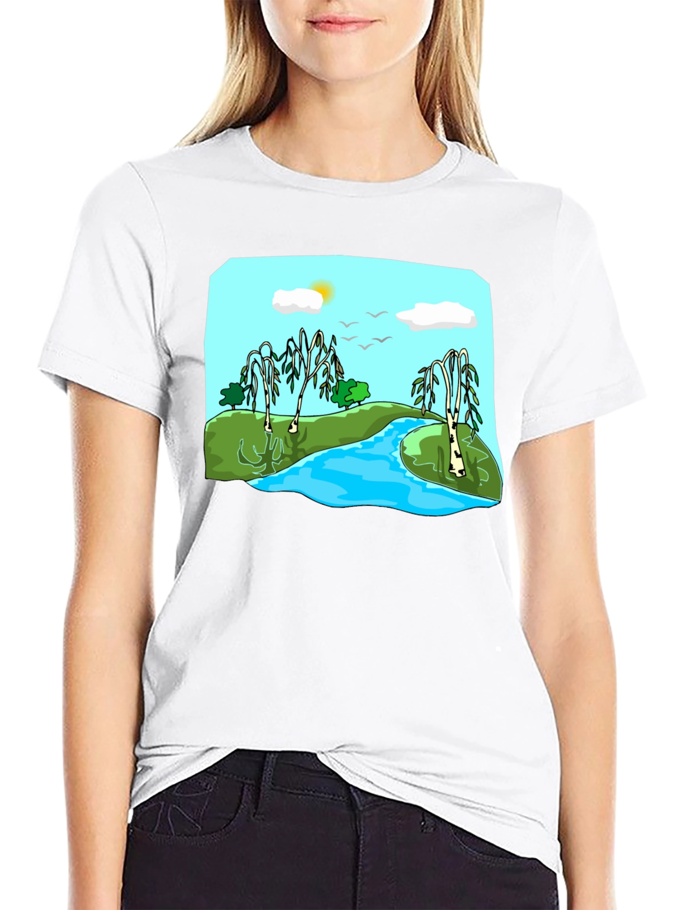 Scenic River Landscape Graphic Tee