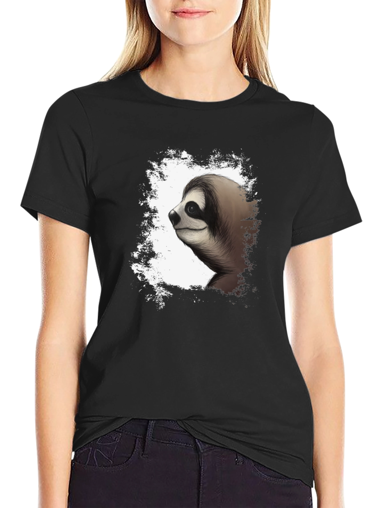 Sloth Graphic Tee - Mens Black Cotton T-Shirt
