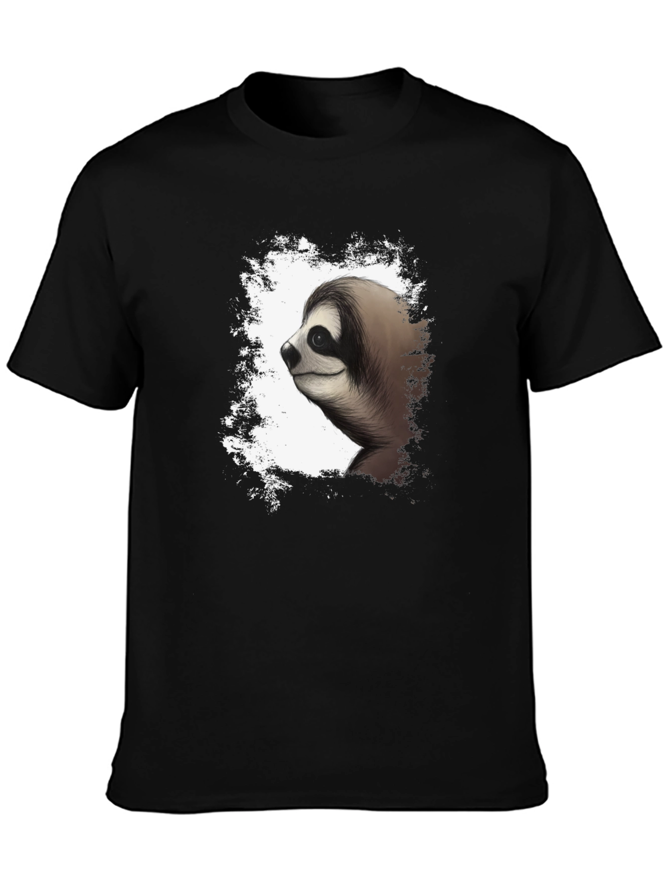 Sloth Graphic Tee - Mens Black Cotton T-Shirt
