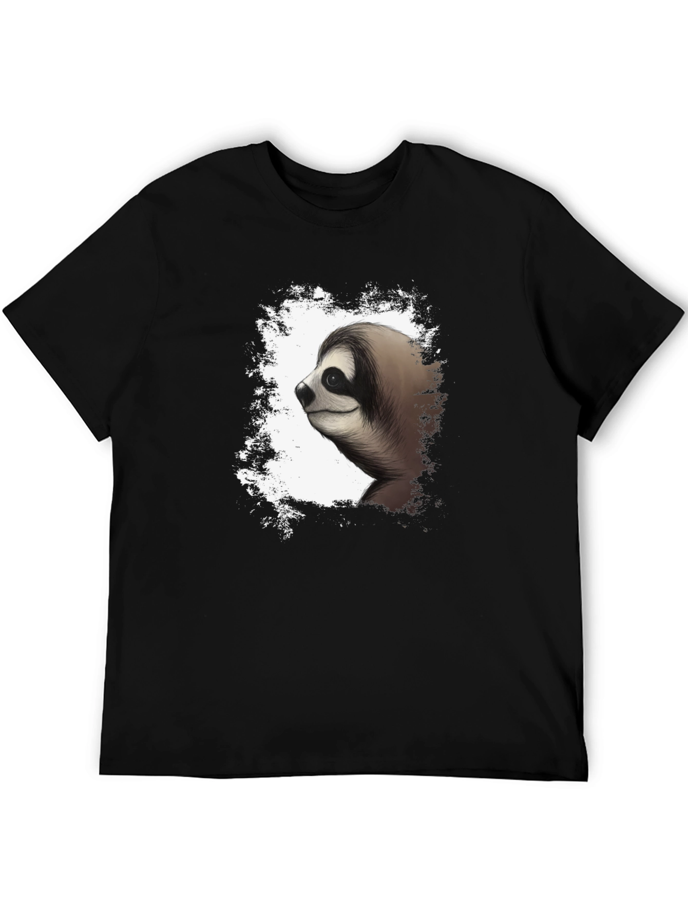 Sloth Graphic Tee - Mens Black Cotton T-Shirt