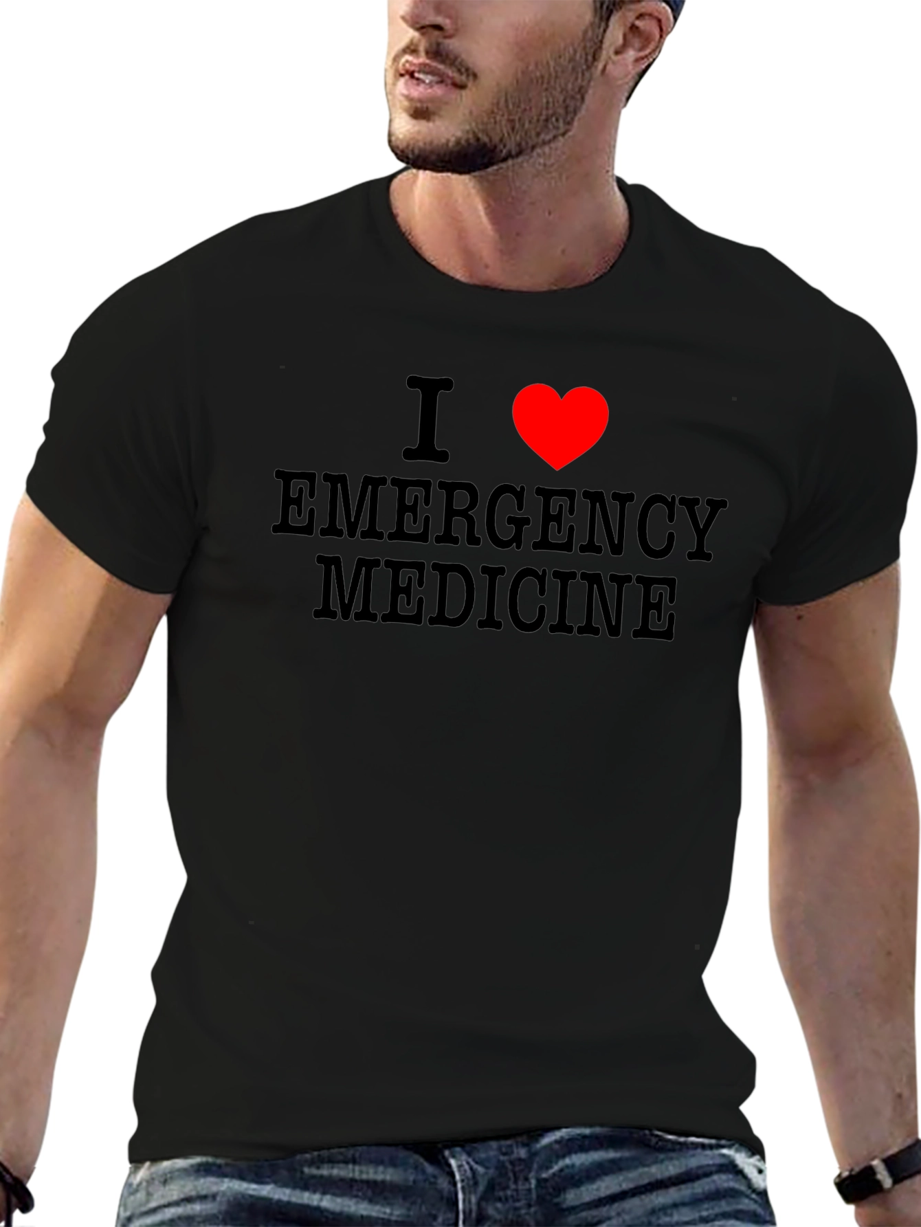 I Love Emergency Medicine Black T-Shirt