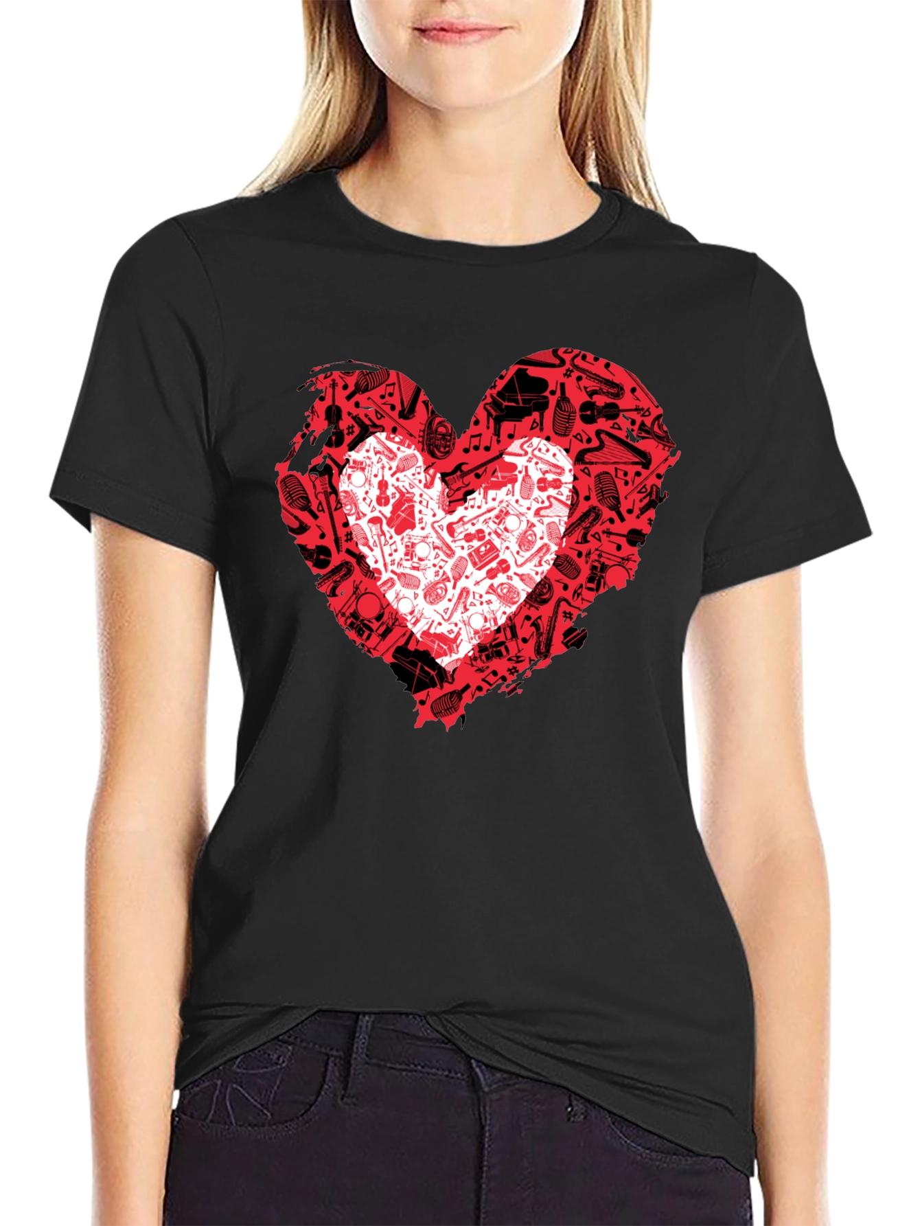 Musical Heartbeat Black T-Shirt