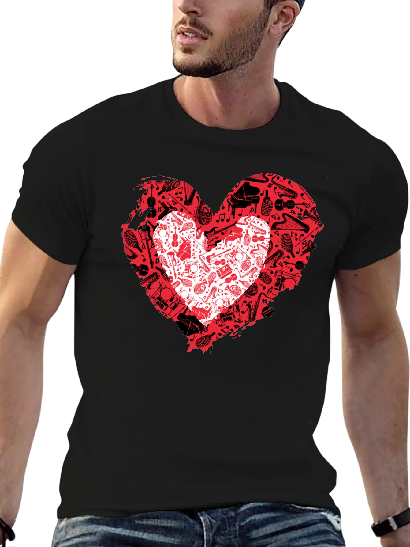 Musical Heartbeat Black T-Shirt
