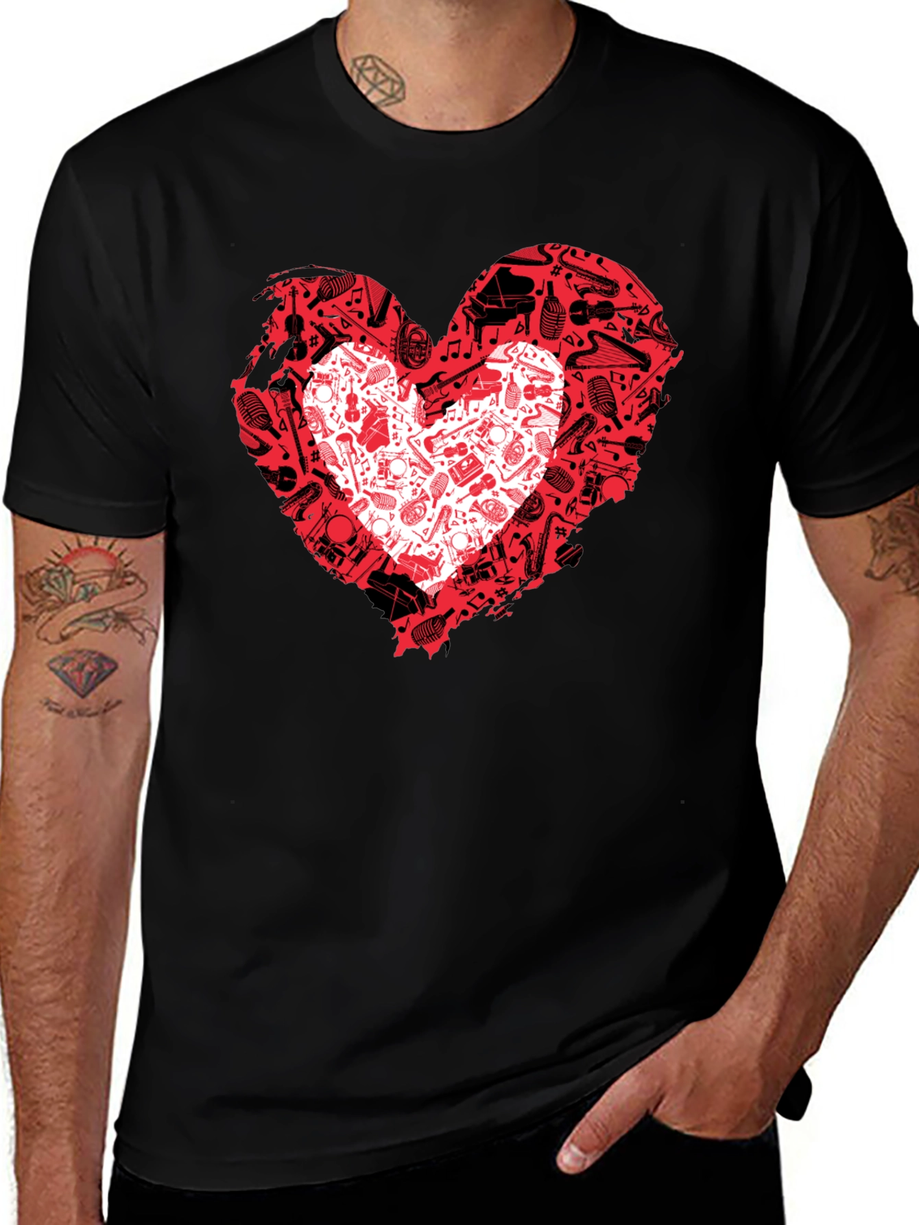 Musical Heartbeat Black T-Shirt