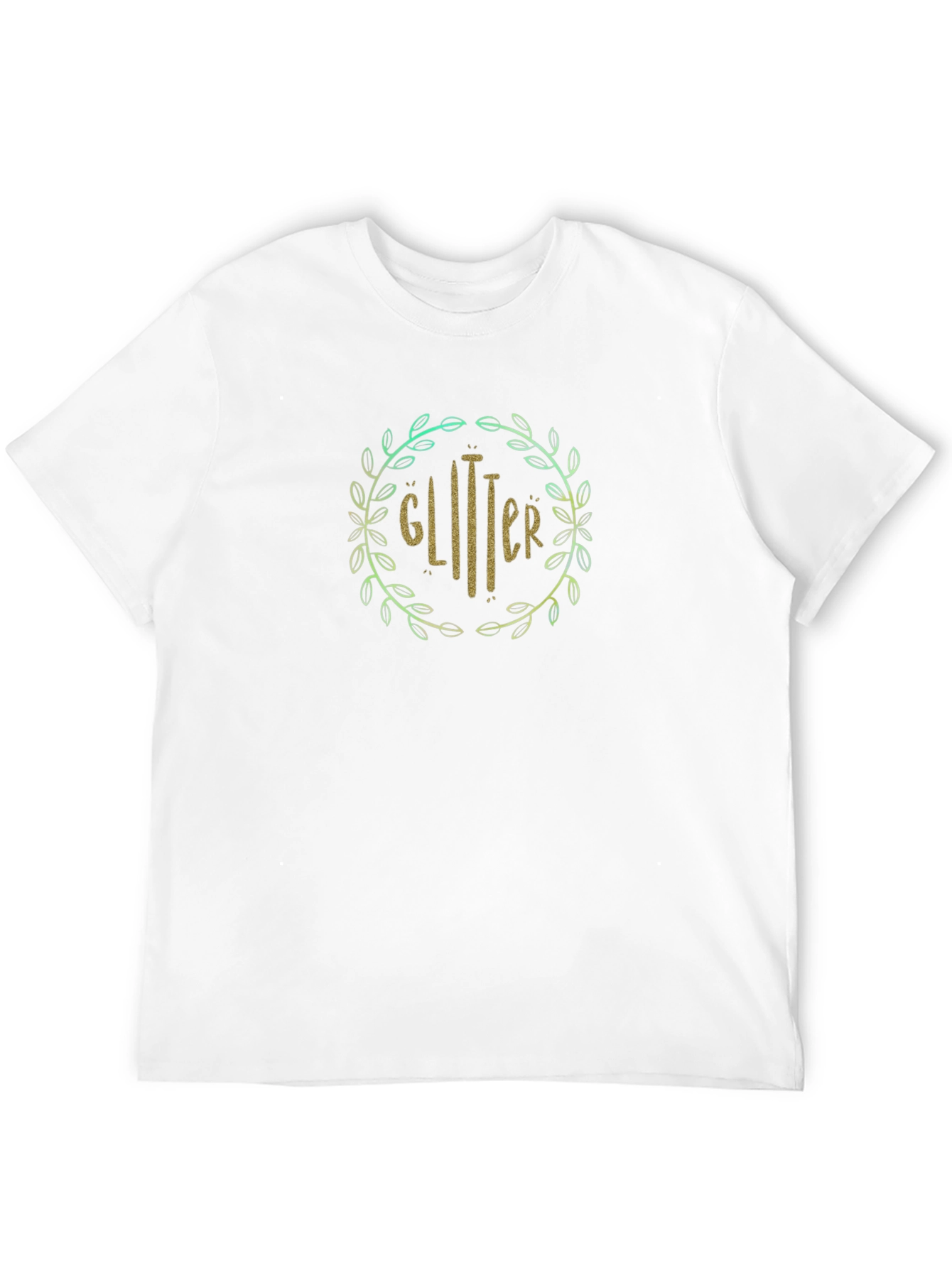 Glitter Wreath Graphic Tee - Stylish Black T-Shirt