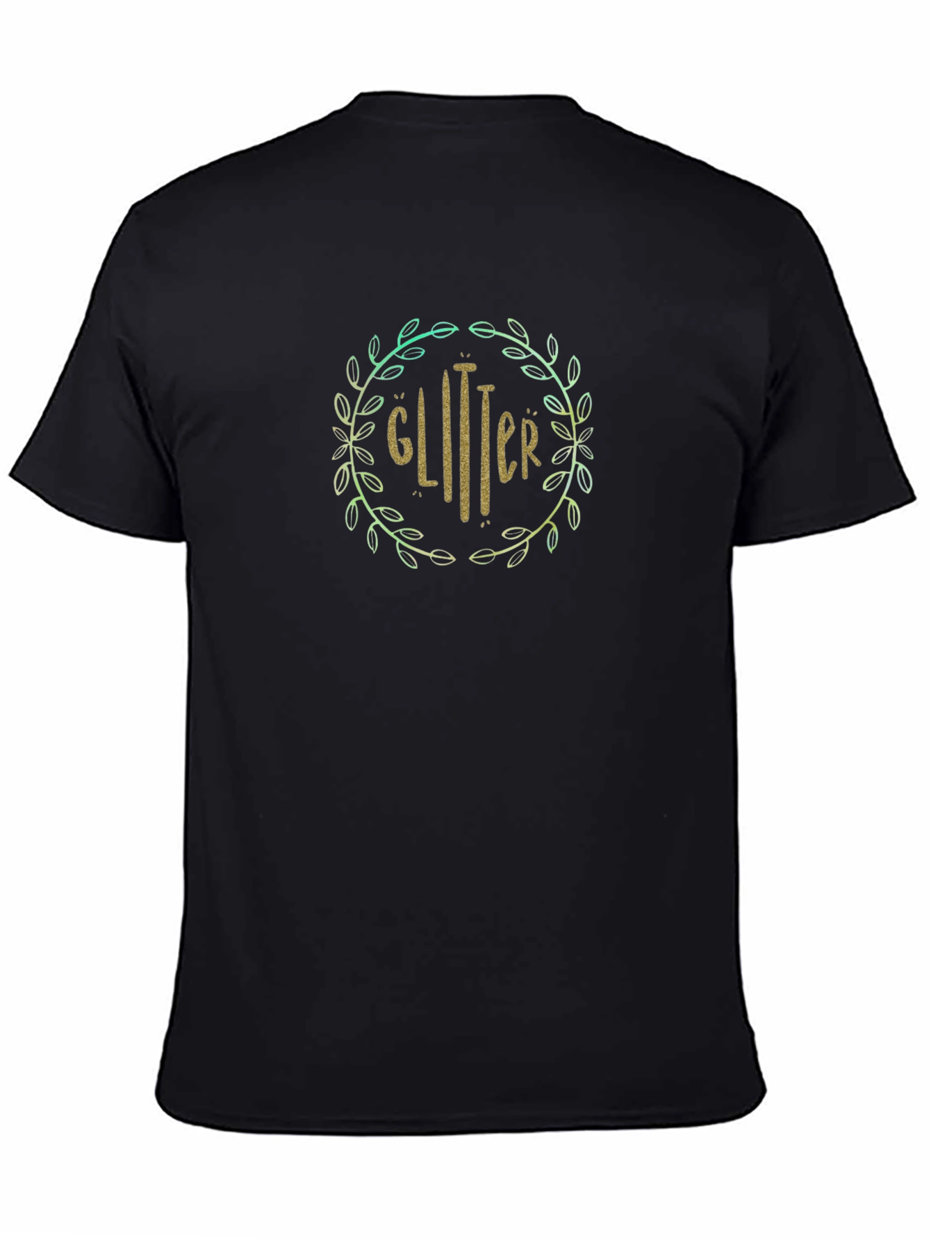 Glitter Wreath Graphic Tee - Stylish Black T-Shirt