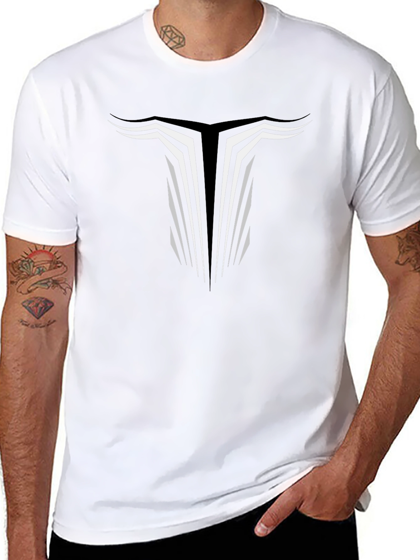 Modern Graphic Tee - Bull Horn Design