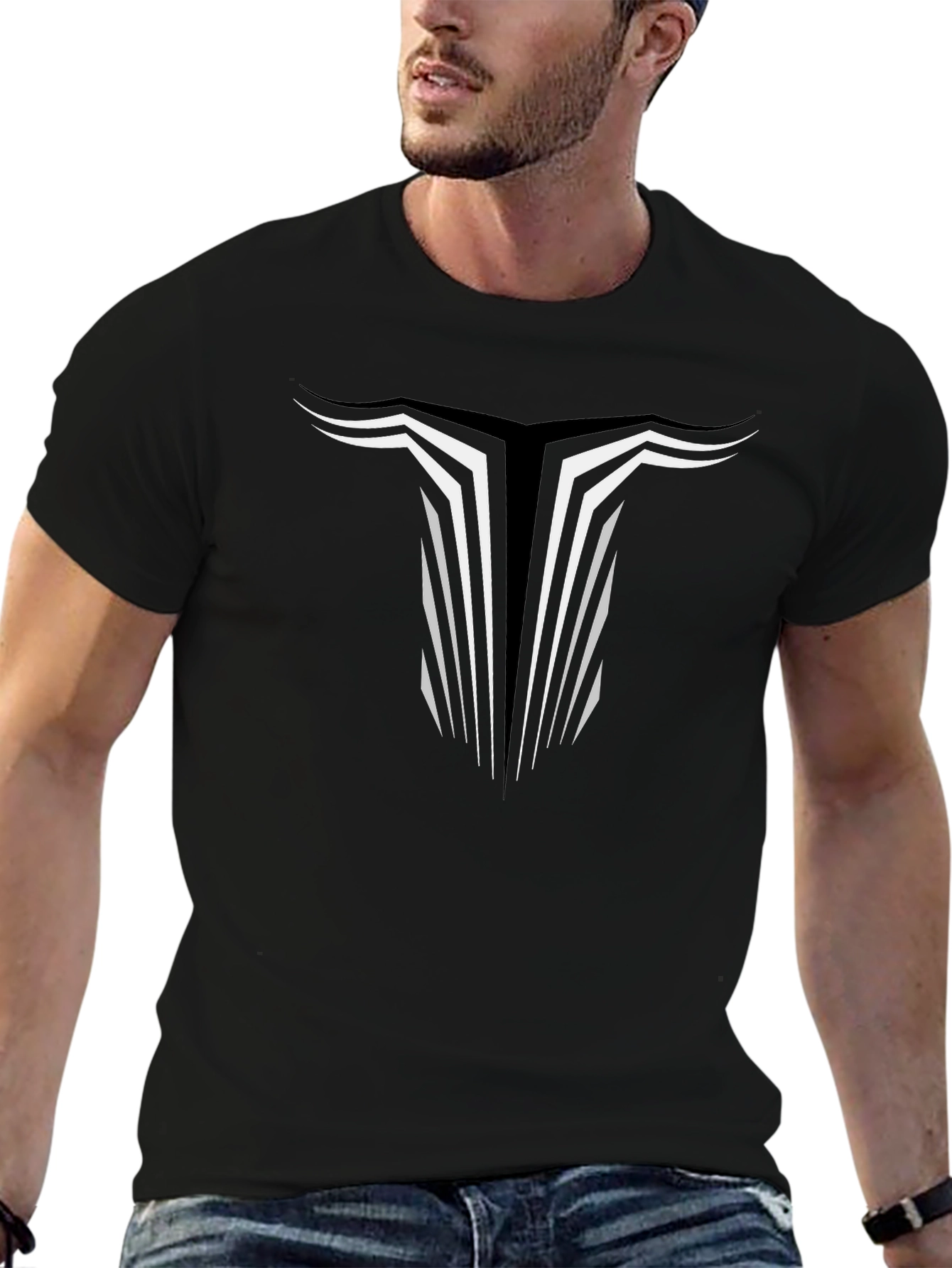 Modern Graphic Tee - Bull Horn Design
