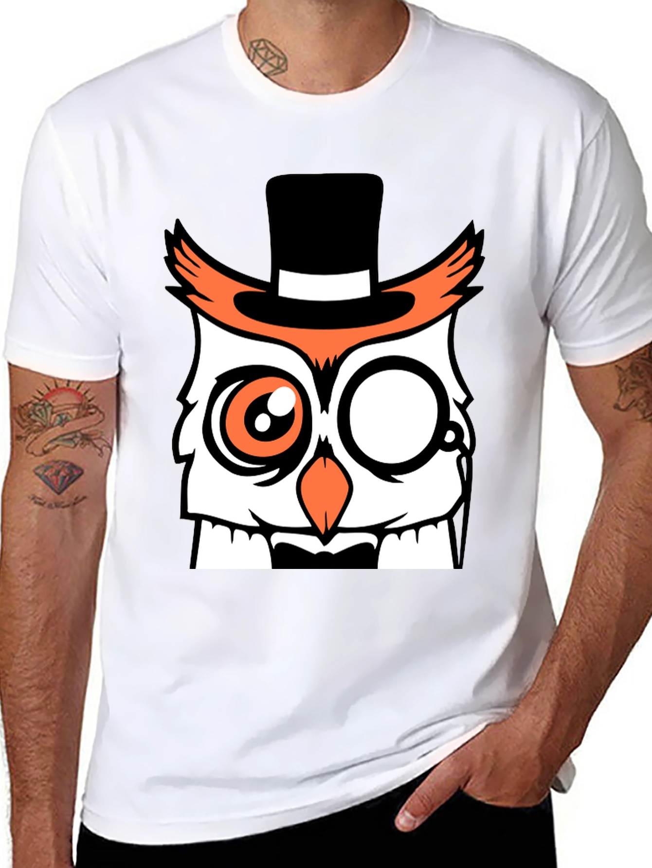 Dapper Owl T-Shirt - Funny Cartoon Design