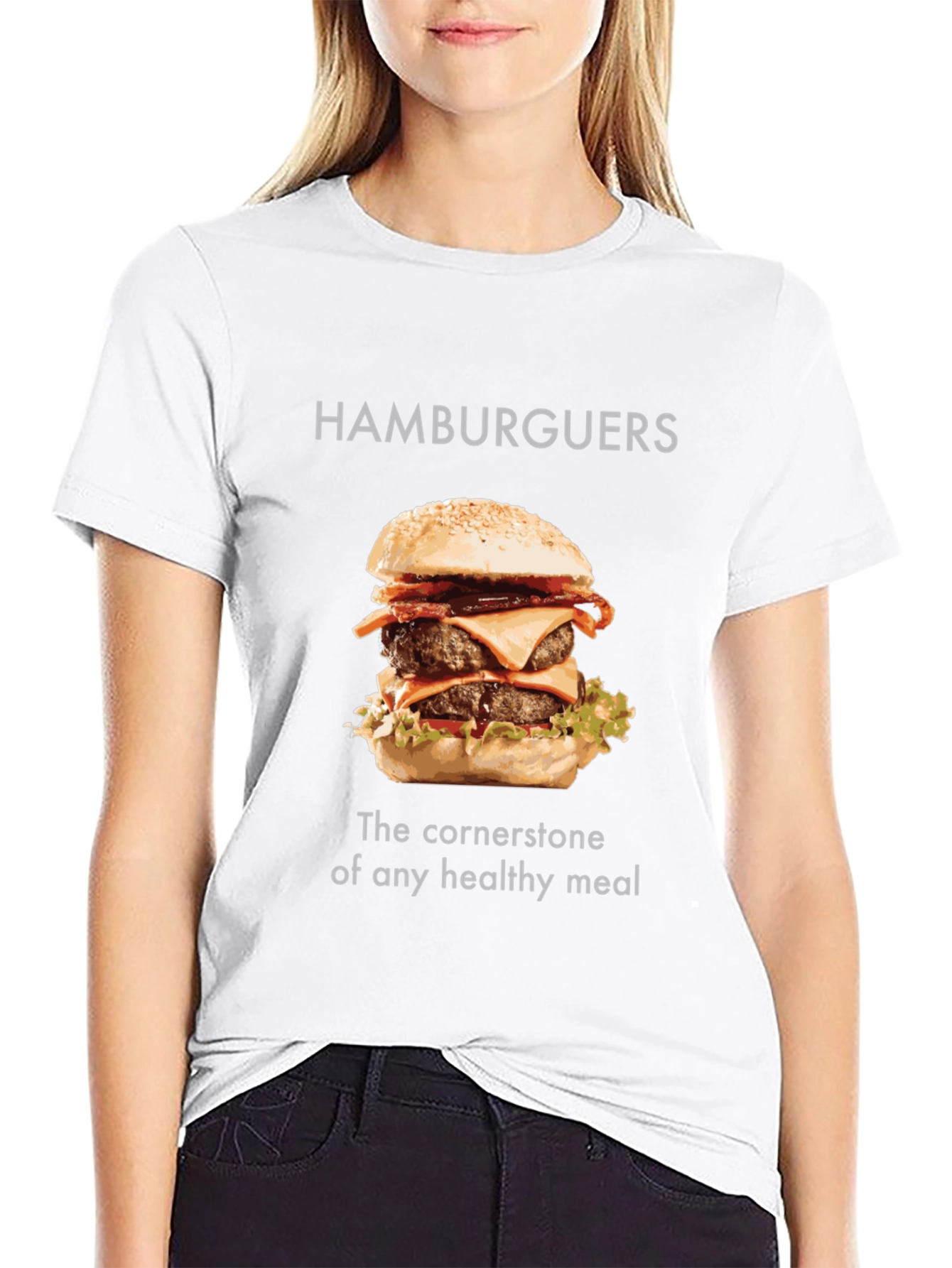 Humorous Hamburger T-Shirt - Healthy Meal Tee