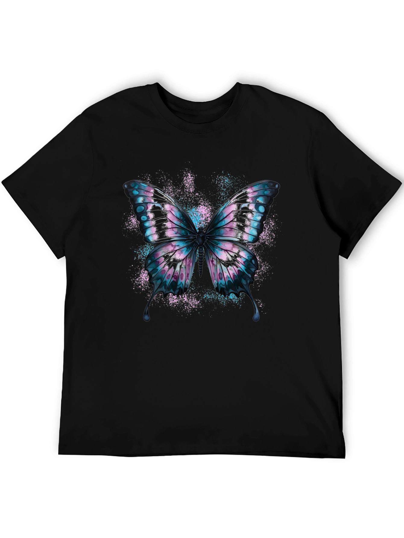 Butterfly Graphic Black Cotton T-Shirt