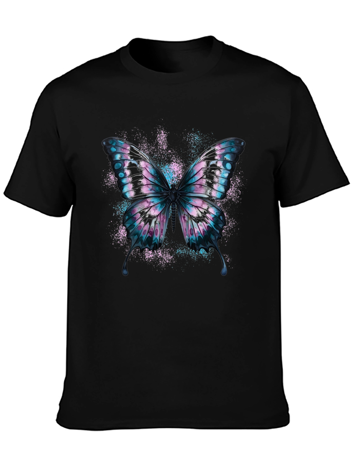Butterfly Graphic Black Cotton T-Shirt