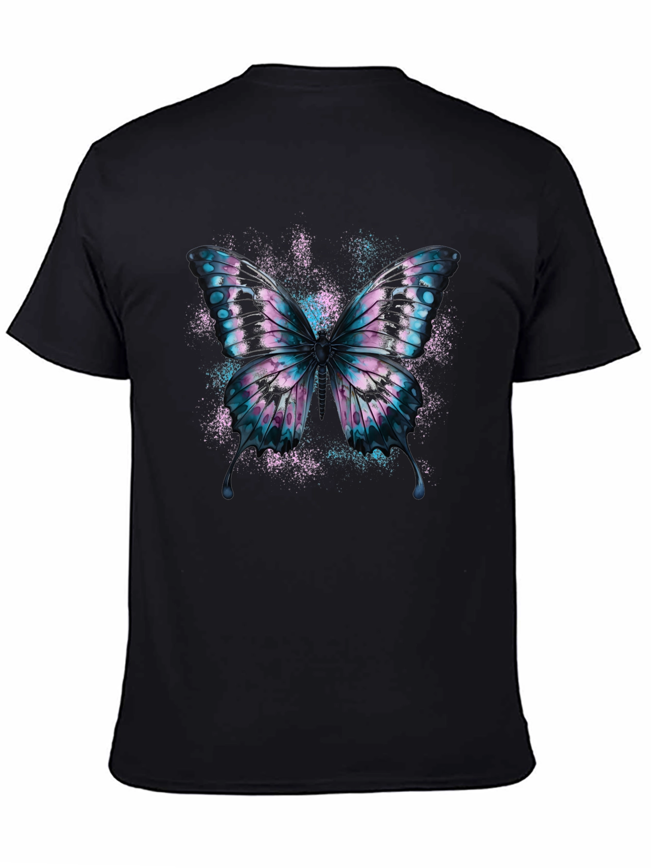 Butterfly Graphic Black Cotton T-Shirt