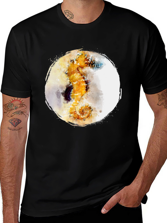 Watercolor Seahorse Graphic T-Shirt