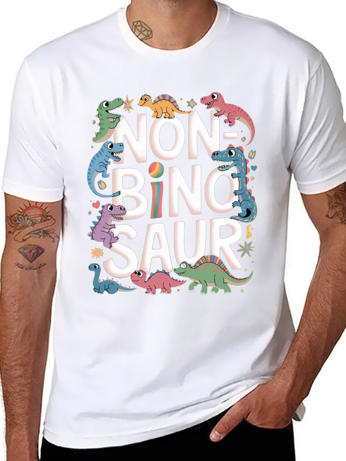 Non-Binary Dinosaur Graphic T-Shirt