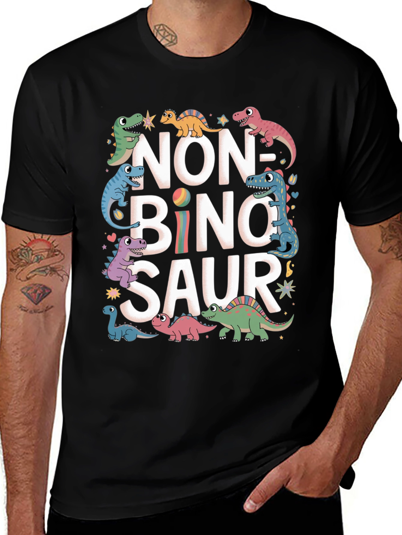 Non-Binary Dinosaur Graphic T-Shirt