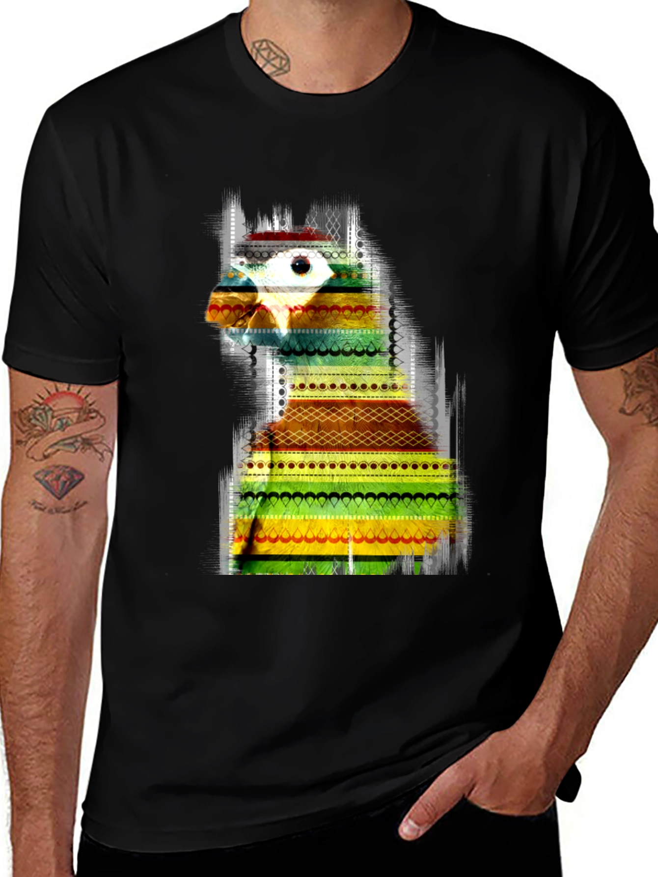 Patterned Llama Graphic Tee - Unique Design