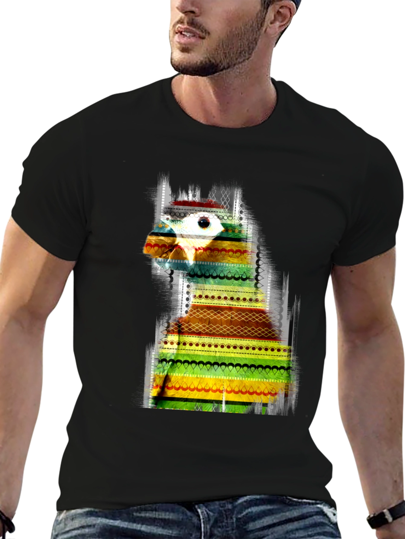 Patterned Llama Graphic Tee - Unique Design