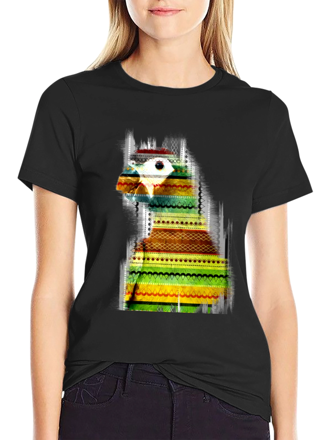 Patterned Llama Graphic Tee - Unique Design