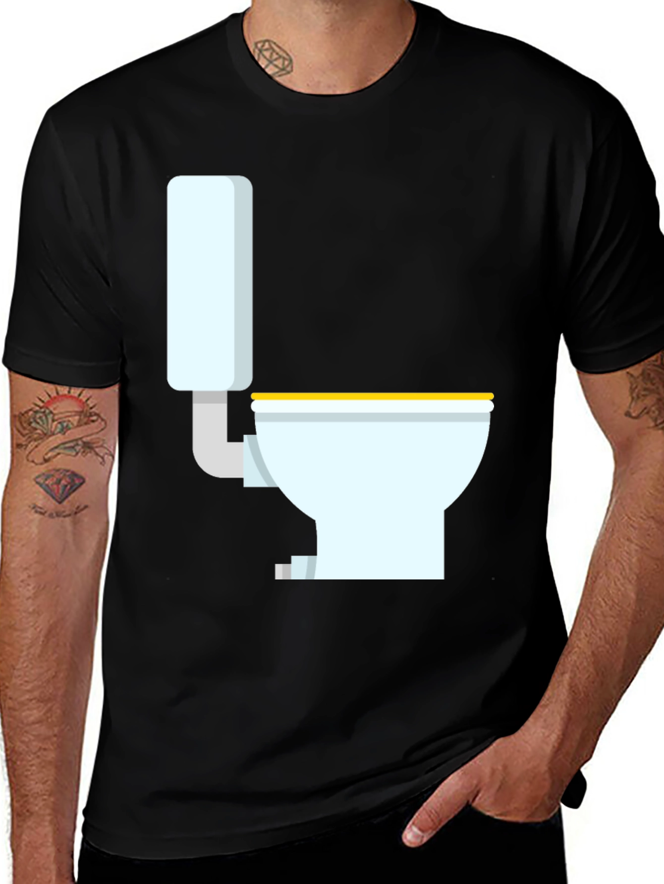 Novelty Toilet Graphic T-Shirt - Black