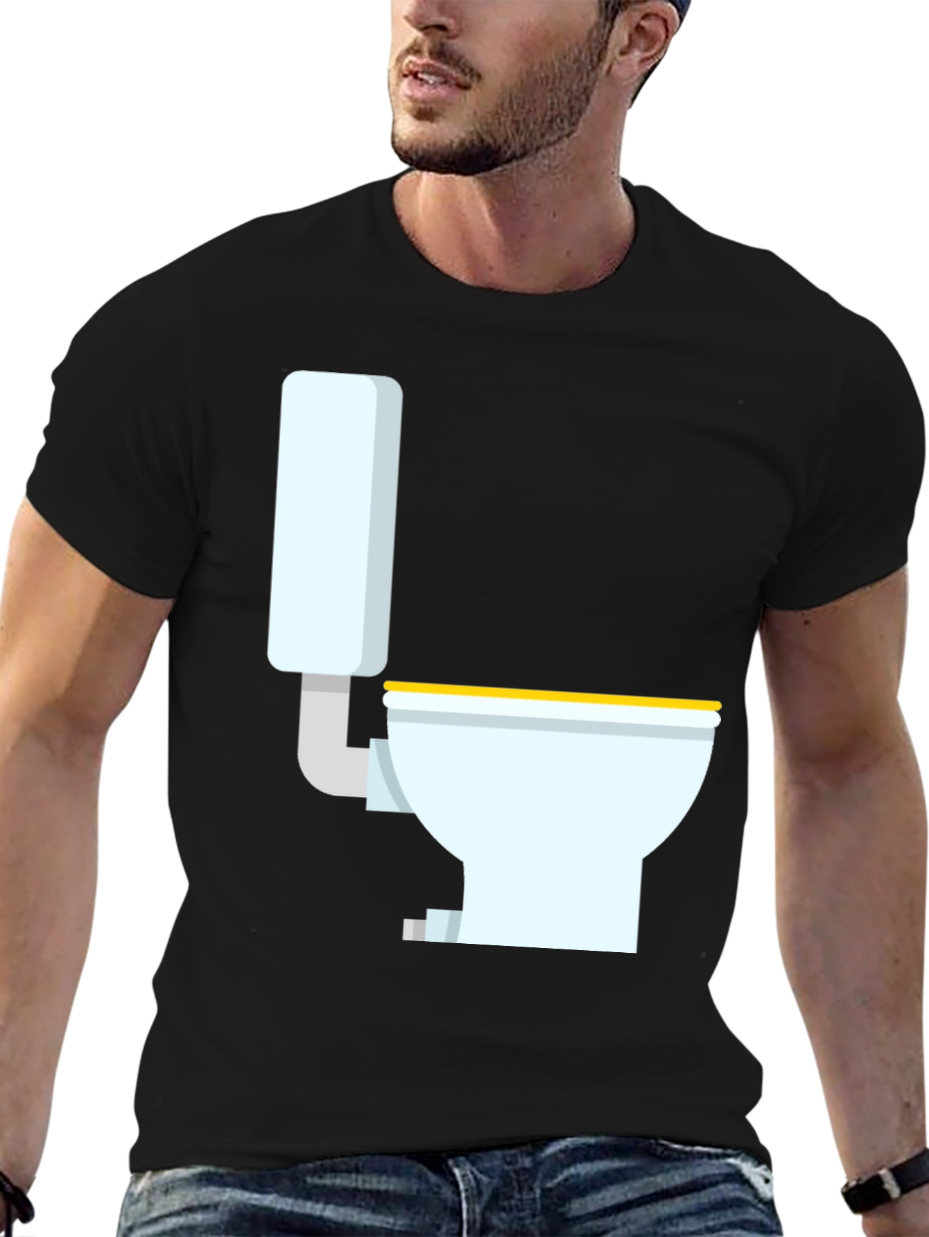 Novelty Toilet Graphic T-Shirt - Black