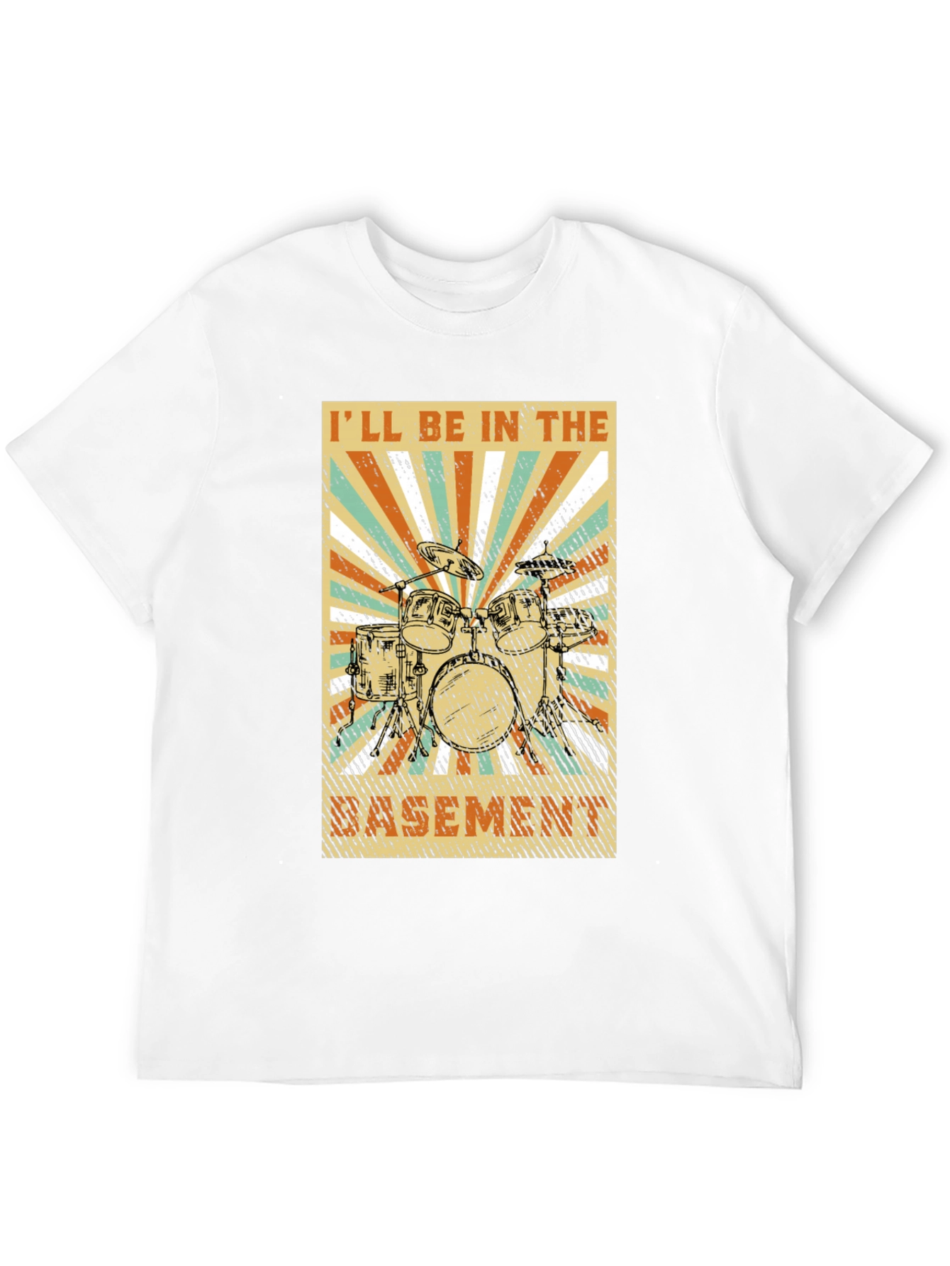 Drum Set Basement Graphic Tee - Music Lover T-Shirt
