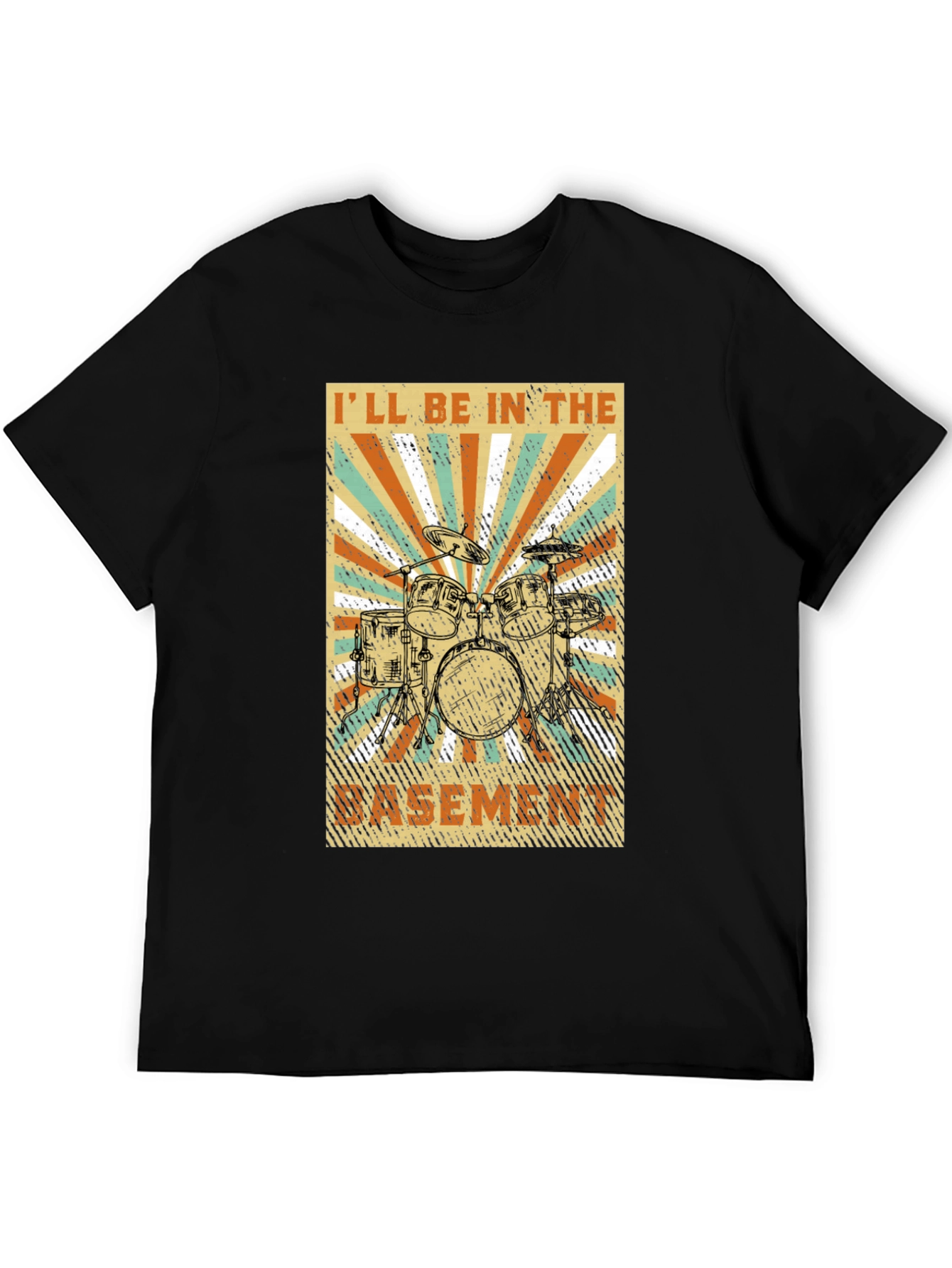 Drum Set Basement Graphic Tee - Music Lover T-Shirt