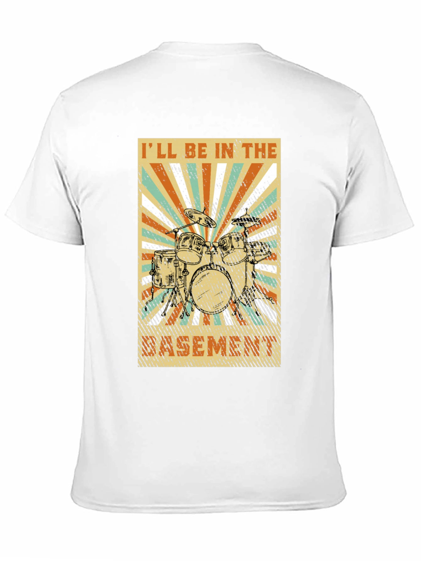 Drum Set Basement Graphic Tee - Music Lover T-Shirt