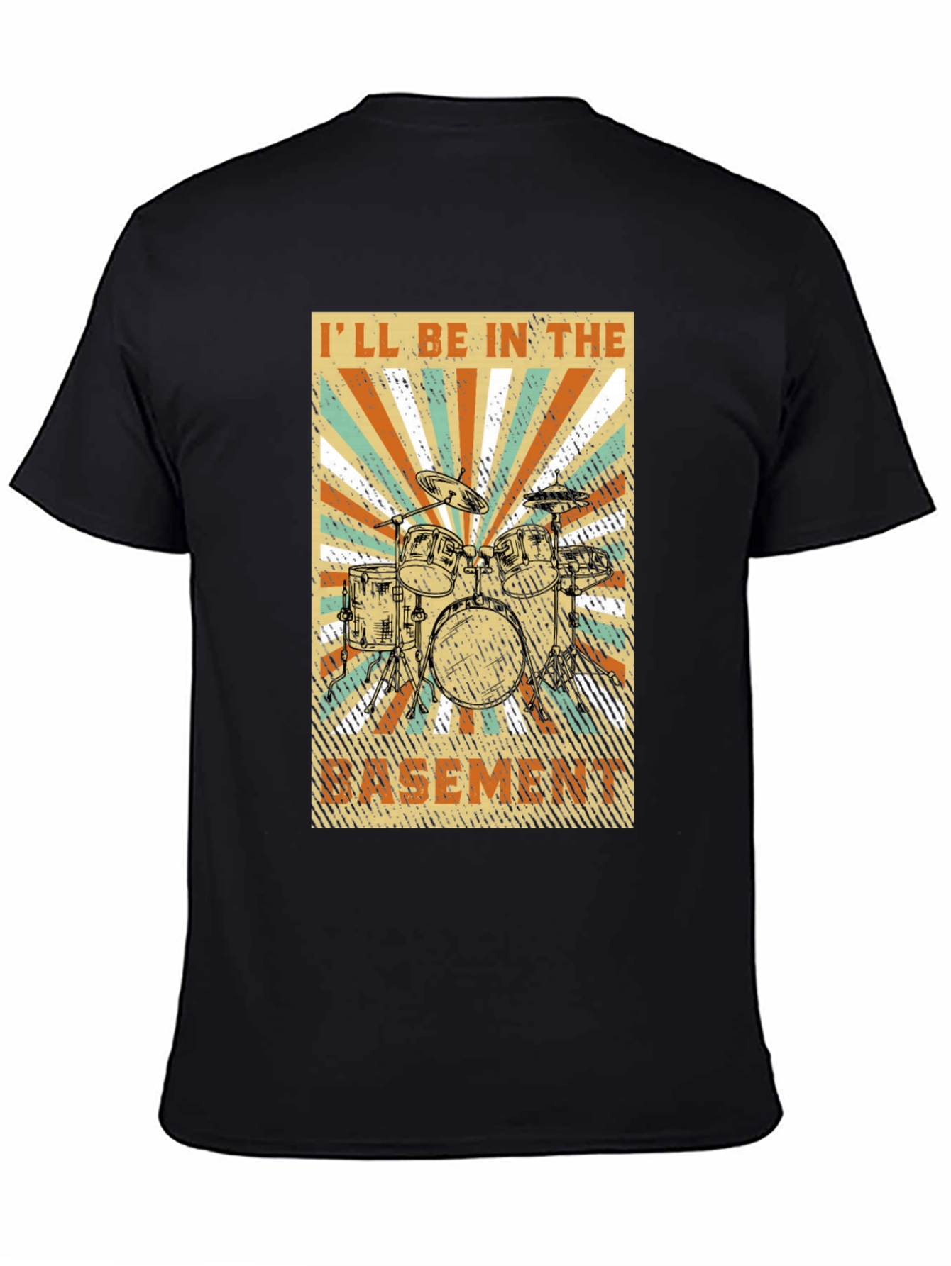 Drum Set Basement Graphic Tee - Music Lover T-Shirt