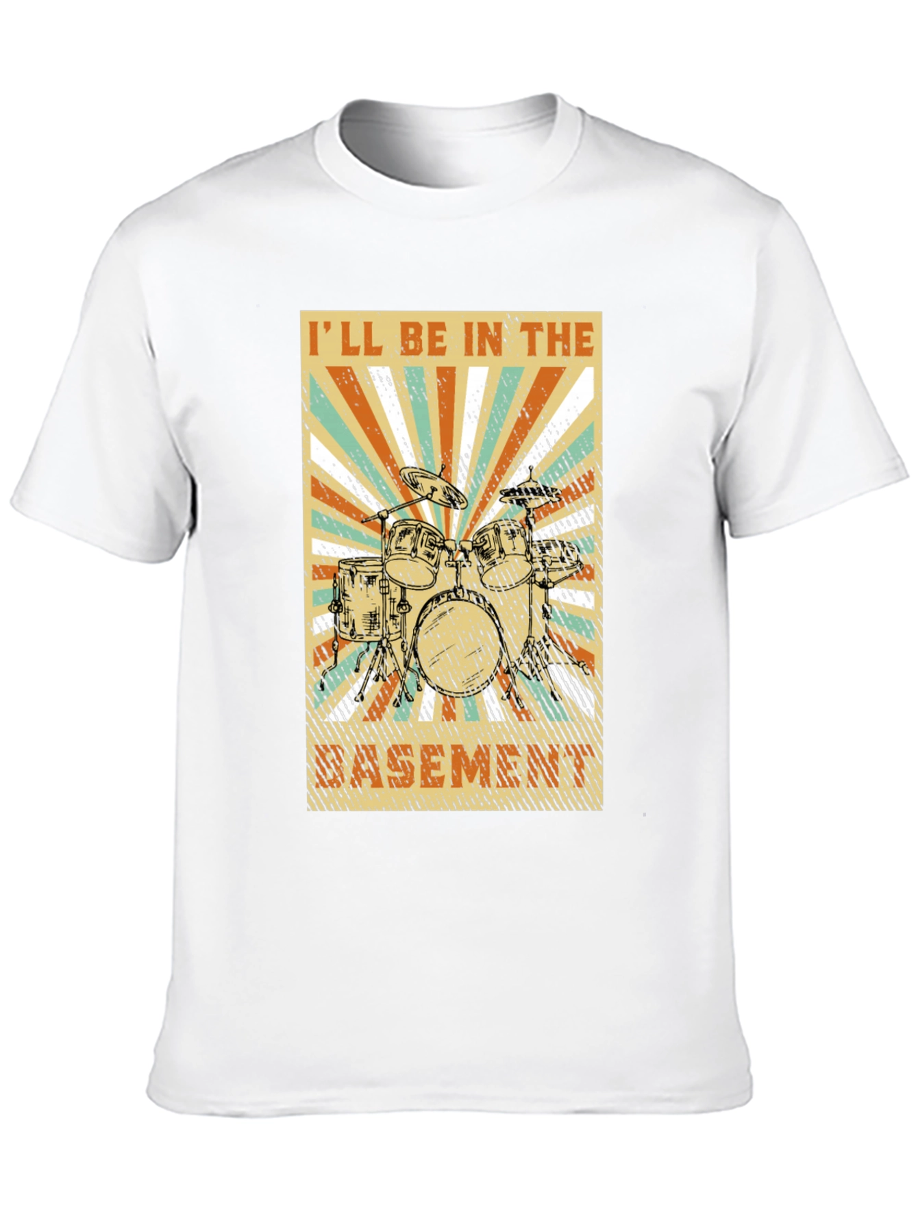 Drum Set Basement Graphic Tee - Music Lover T-Shirt