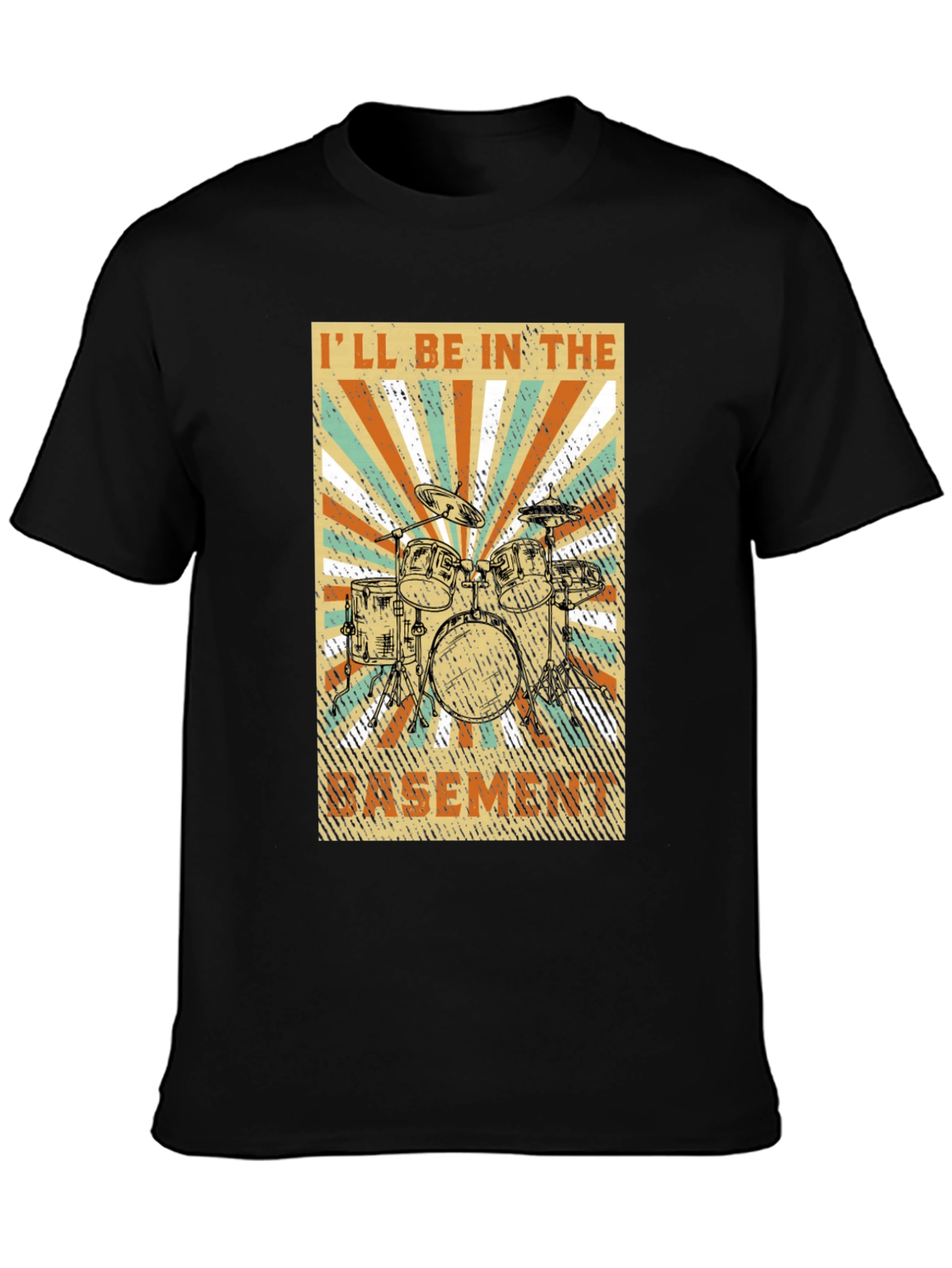 Drum Set Basement Graphic Tee - Music Lover T-Shirt