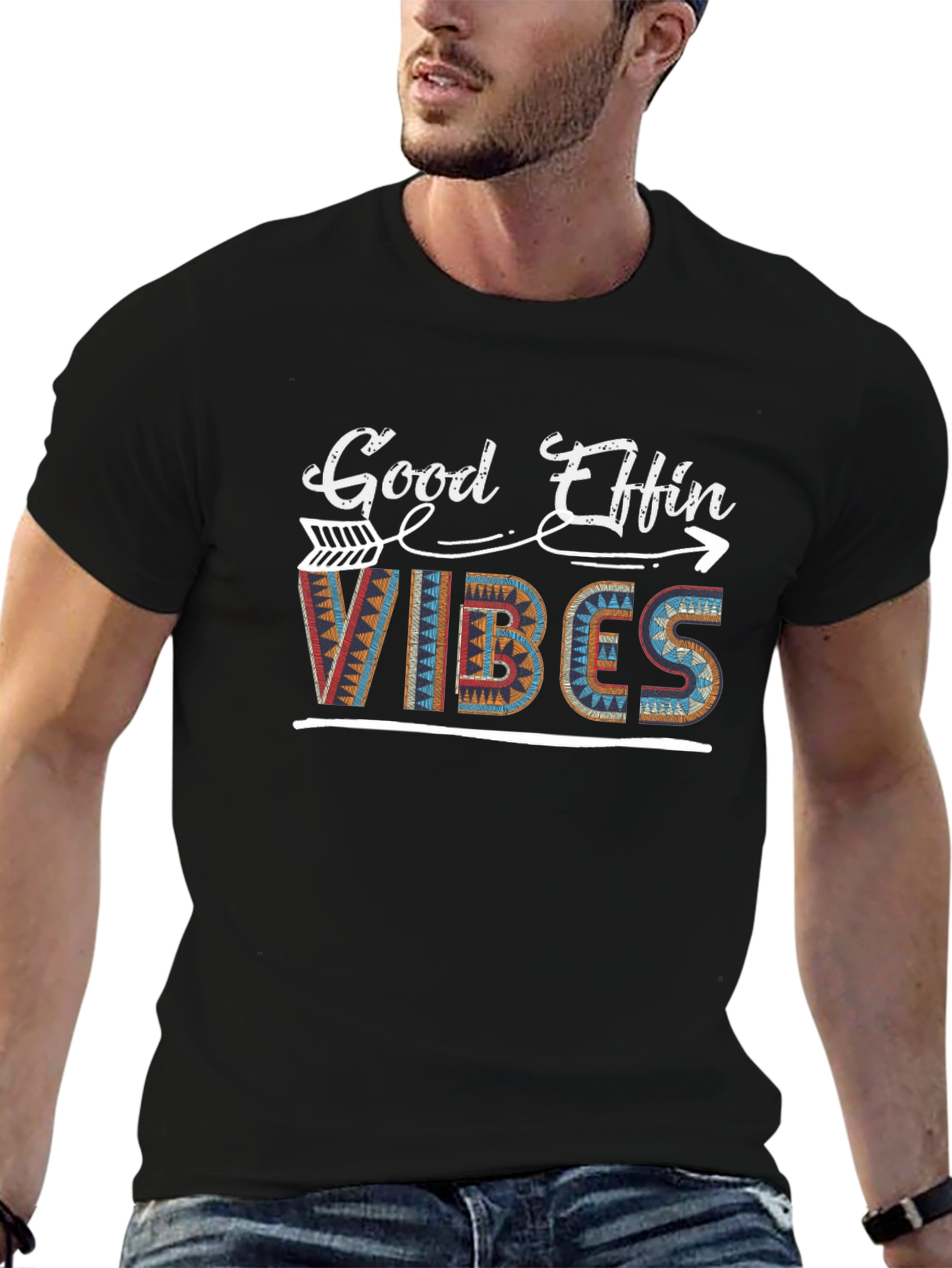 Good Effin Vibes Graphic Tee - Stylish Black T-Shirt