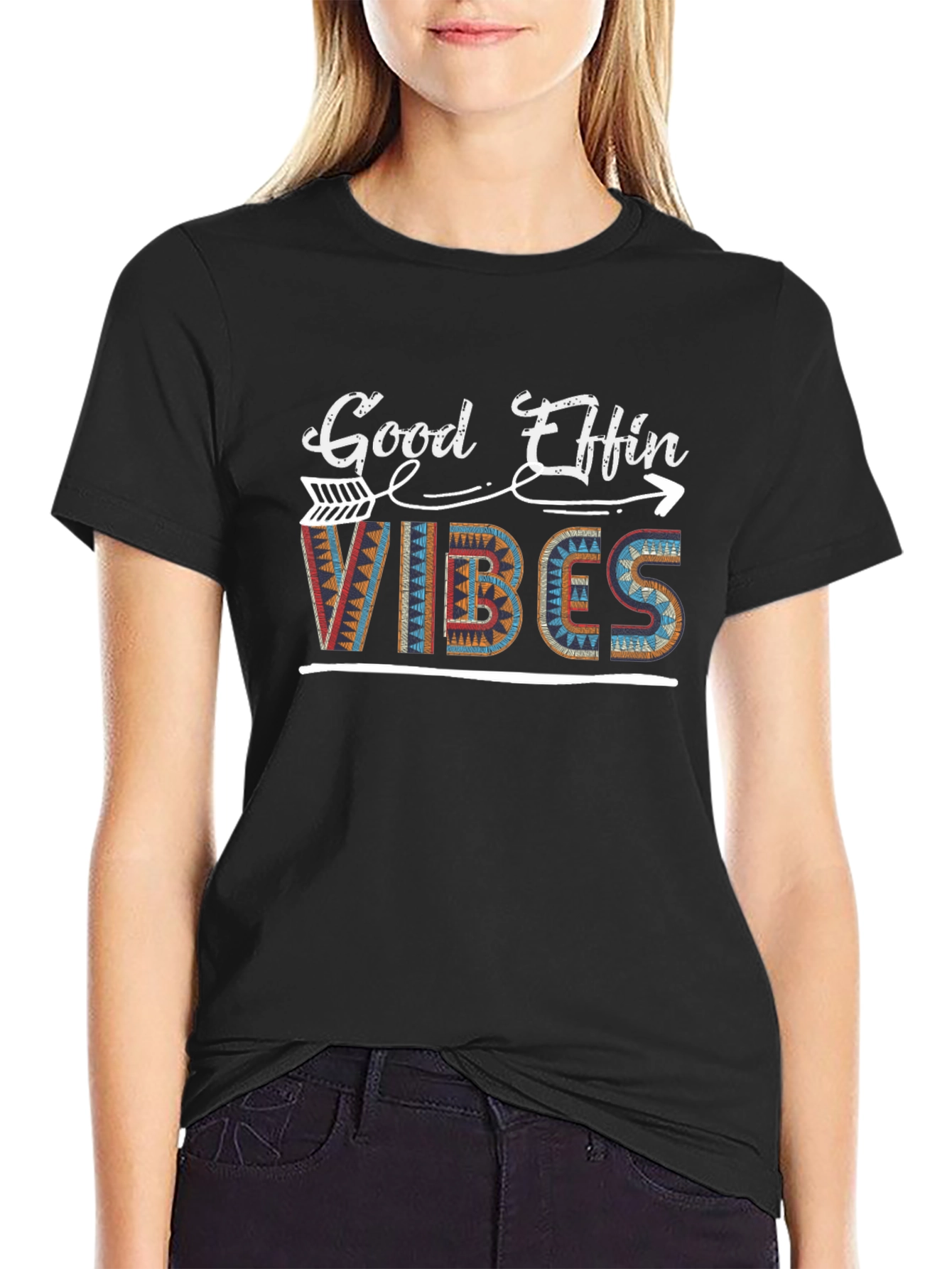Good Effin Vibes Graphic Tee - Stylish Black T-Shirt