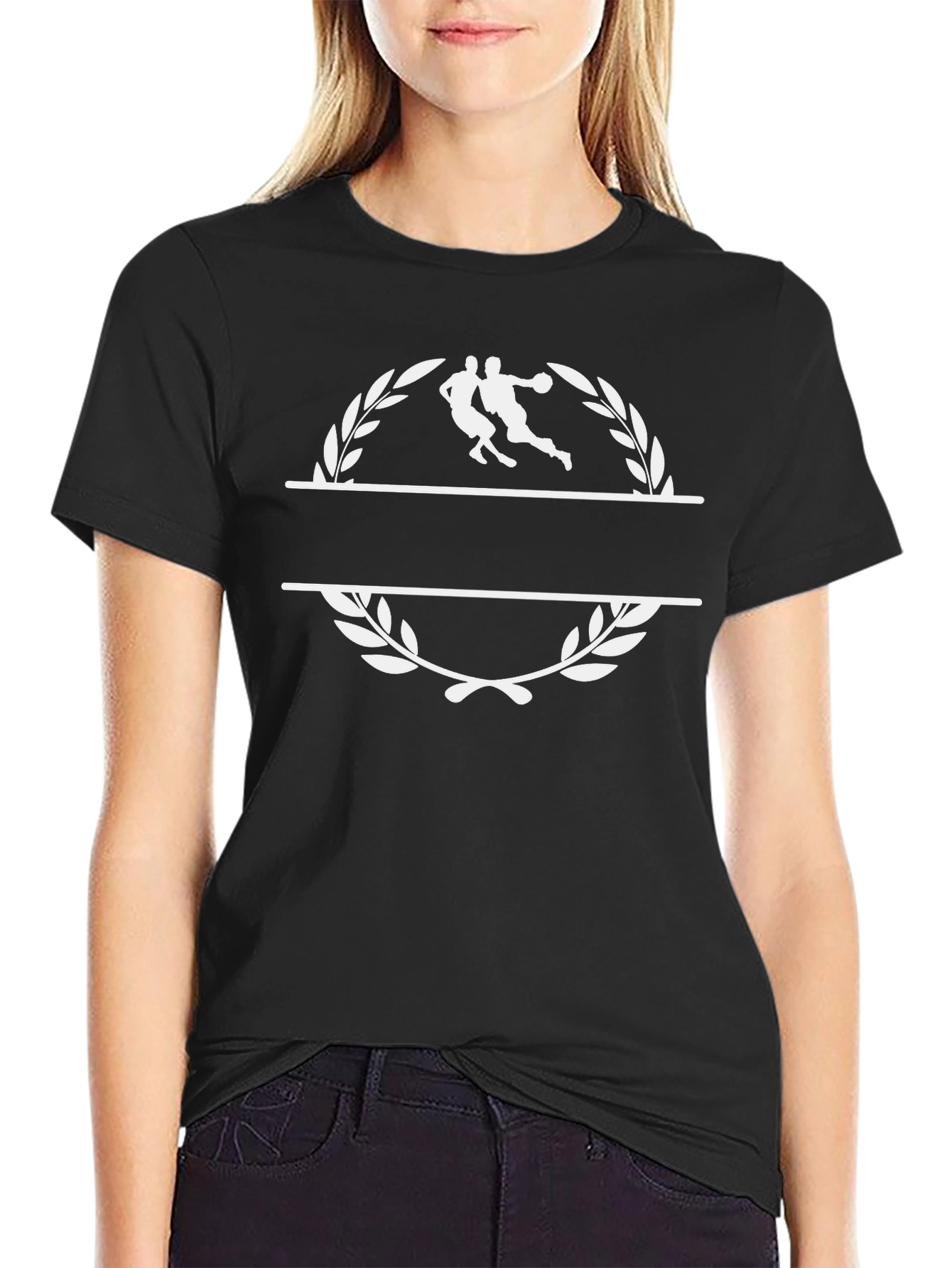 Basketball Player Laurel Graphic Tee - Black