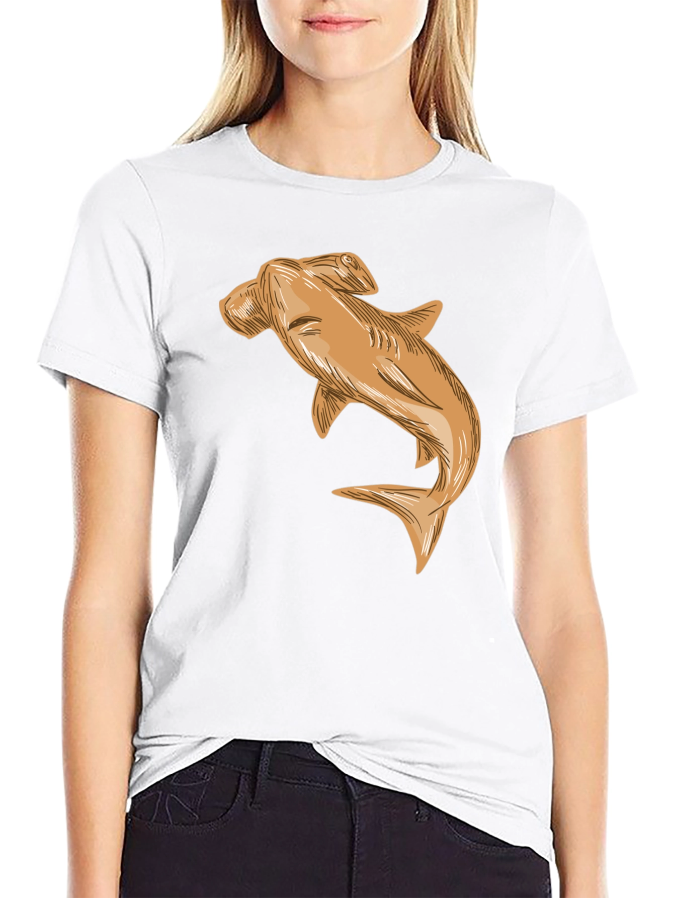 Hammerhead Shark Graphic Tee - Black Casual Cotton