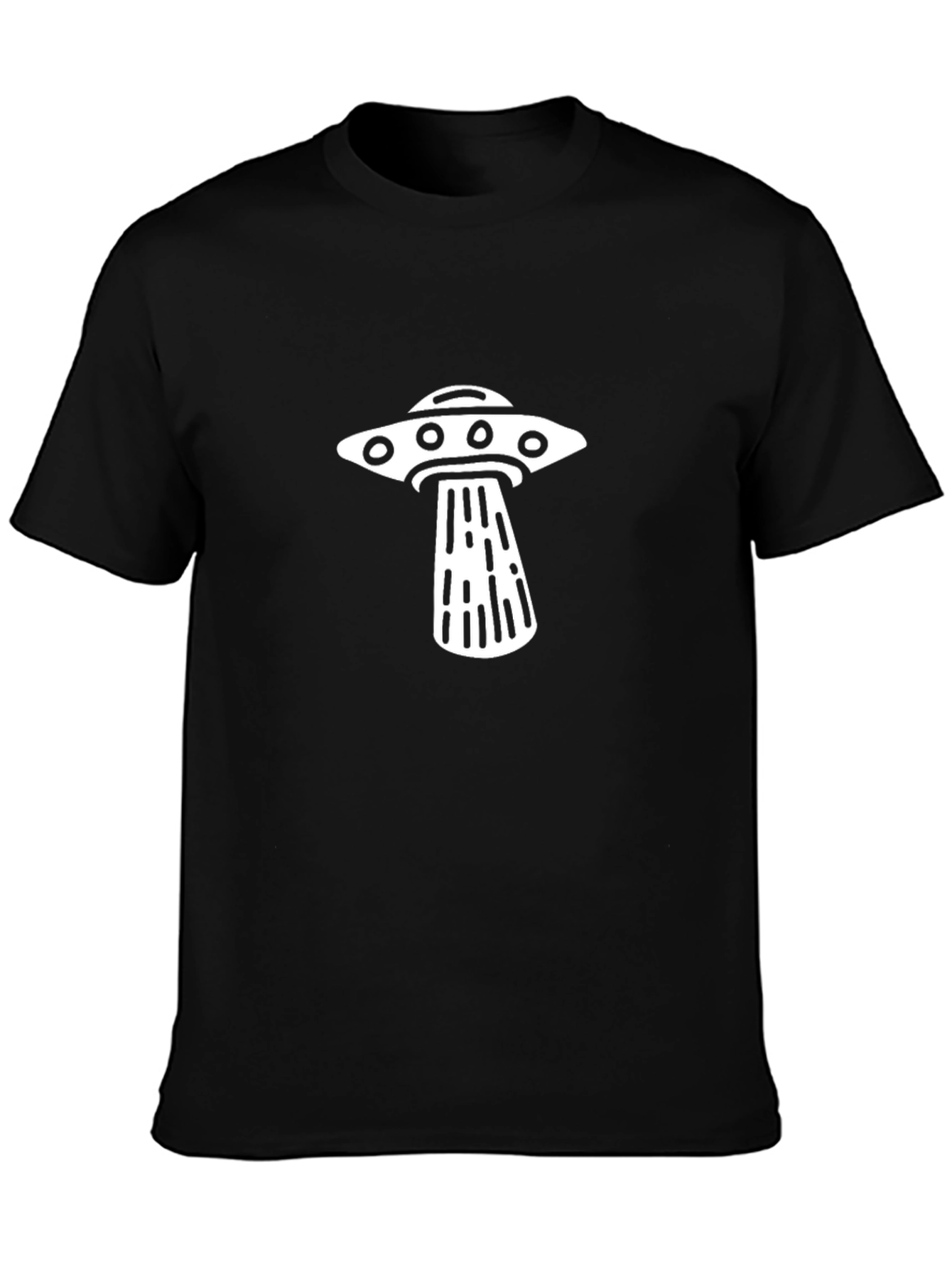 UFO Abduction Graphic Tee - Black Cotton Blend T-Shirt