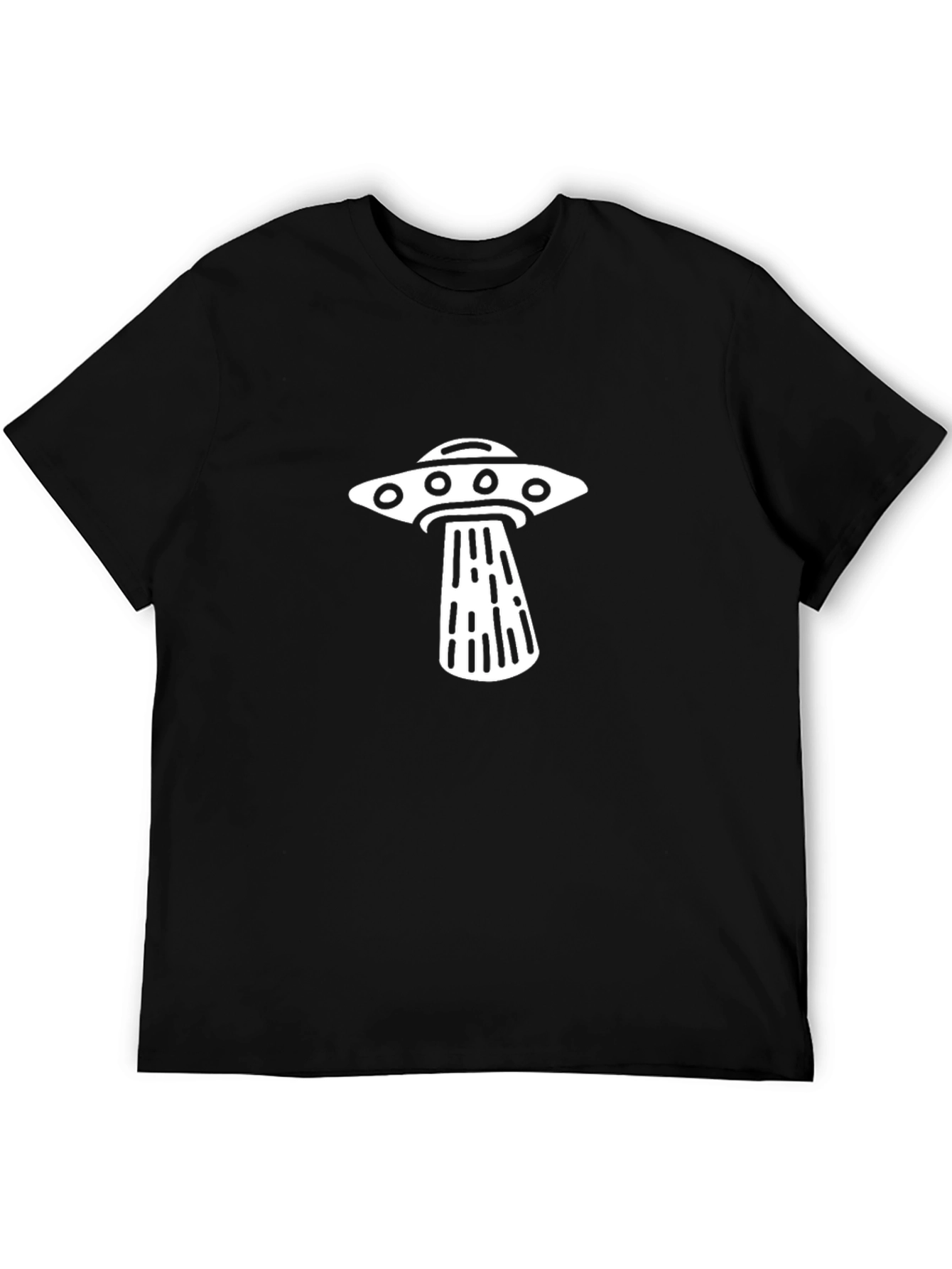 UFO Abduction Graphic Tee - Black Cotton Blend T-Shirt