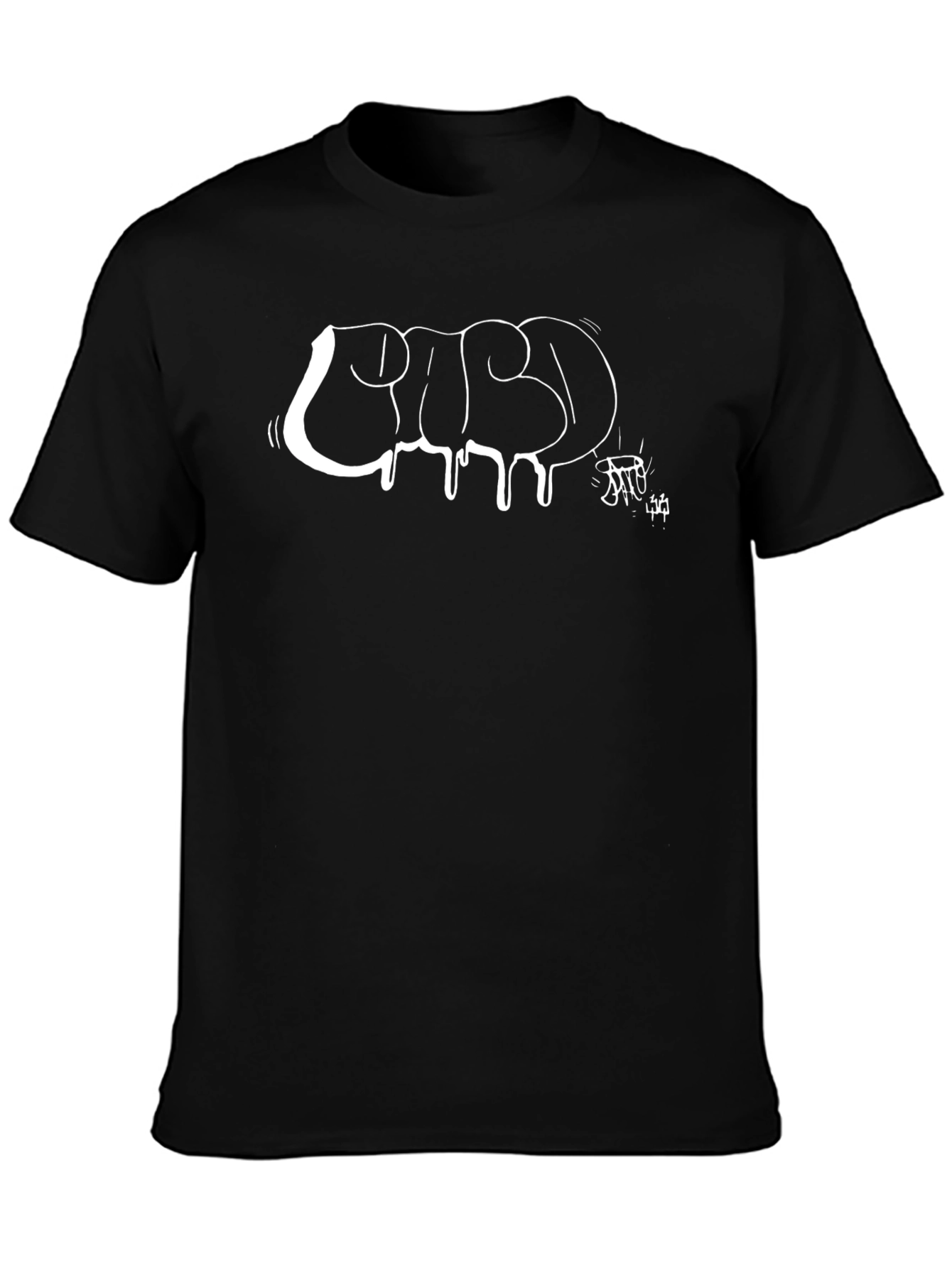 Black T-Shirt with Abstract White Graphic