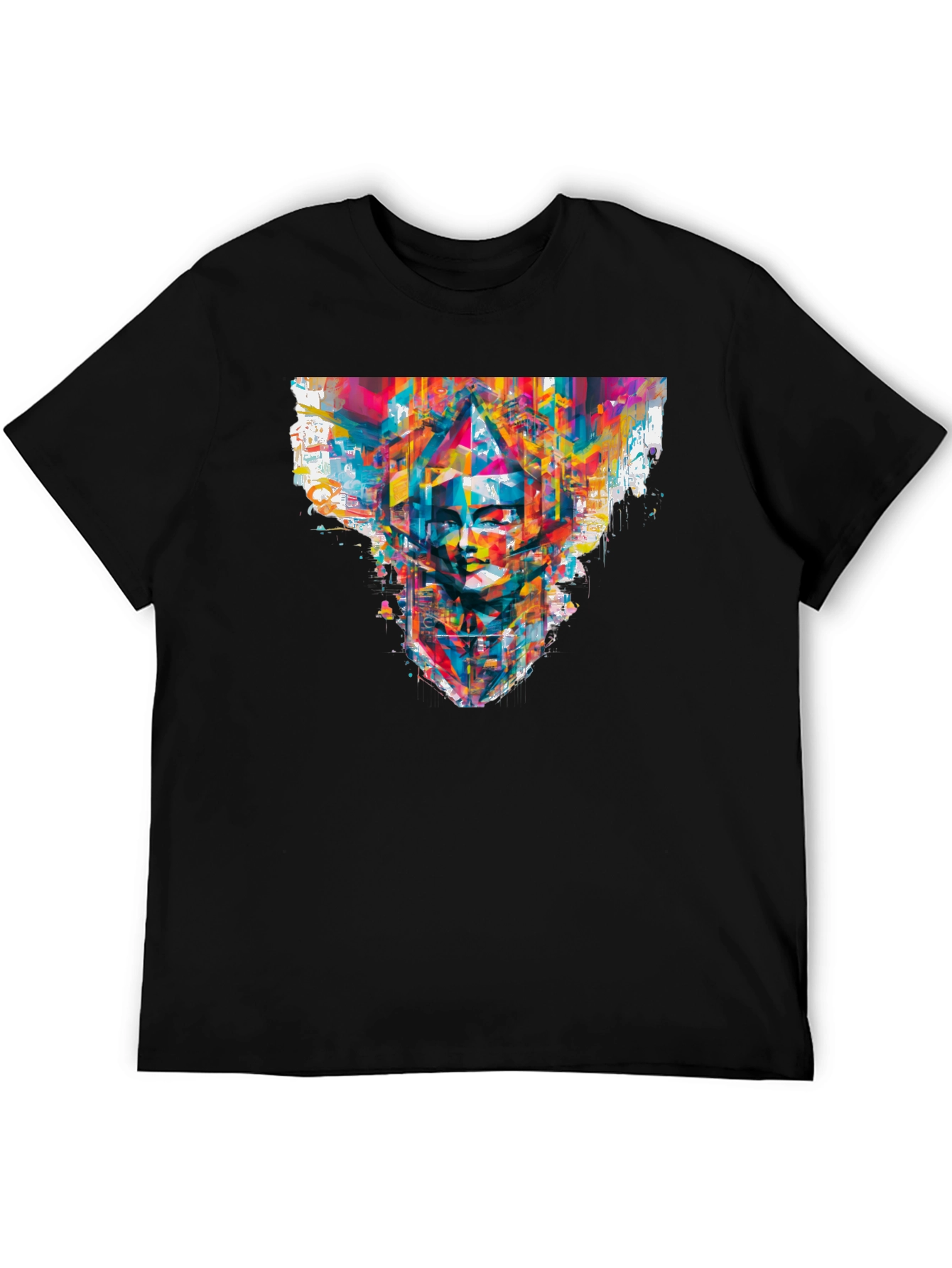 Abstract Face Graphic Black T-Shirt