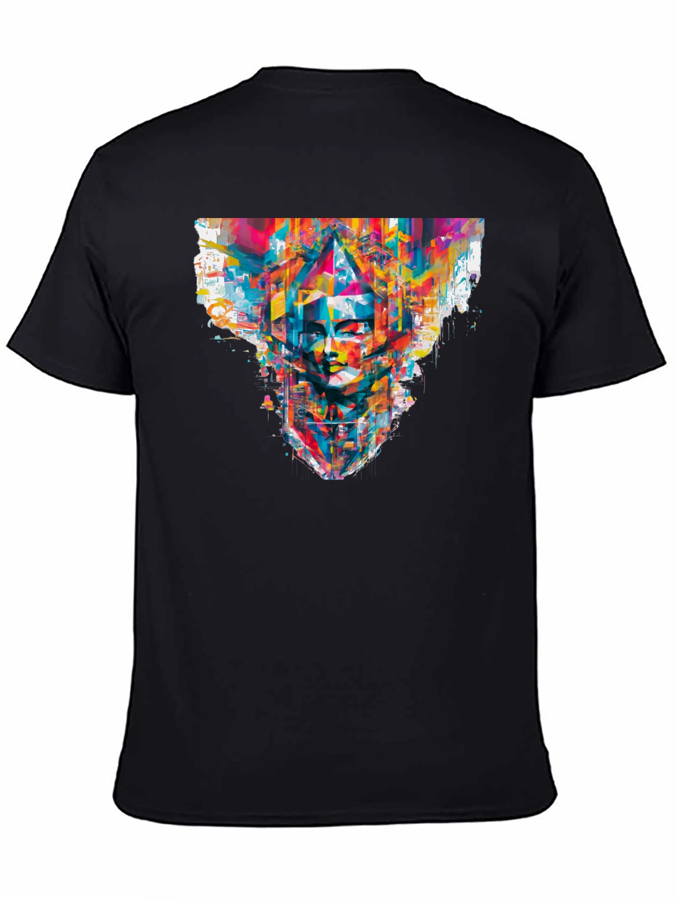 Abstract Face Graphic Black T-Shirt