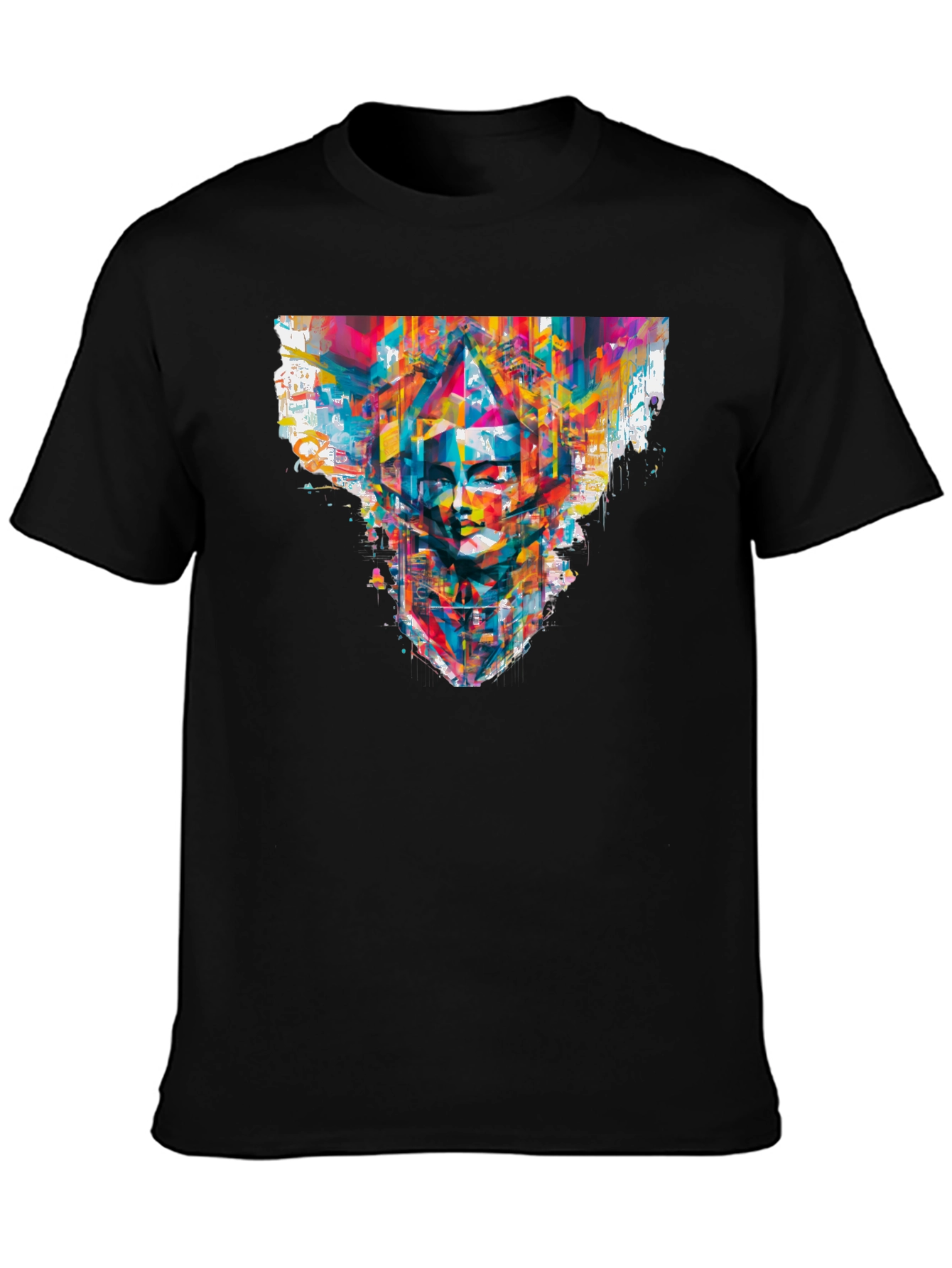 Abstract Face Graphic Black T-Shirt