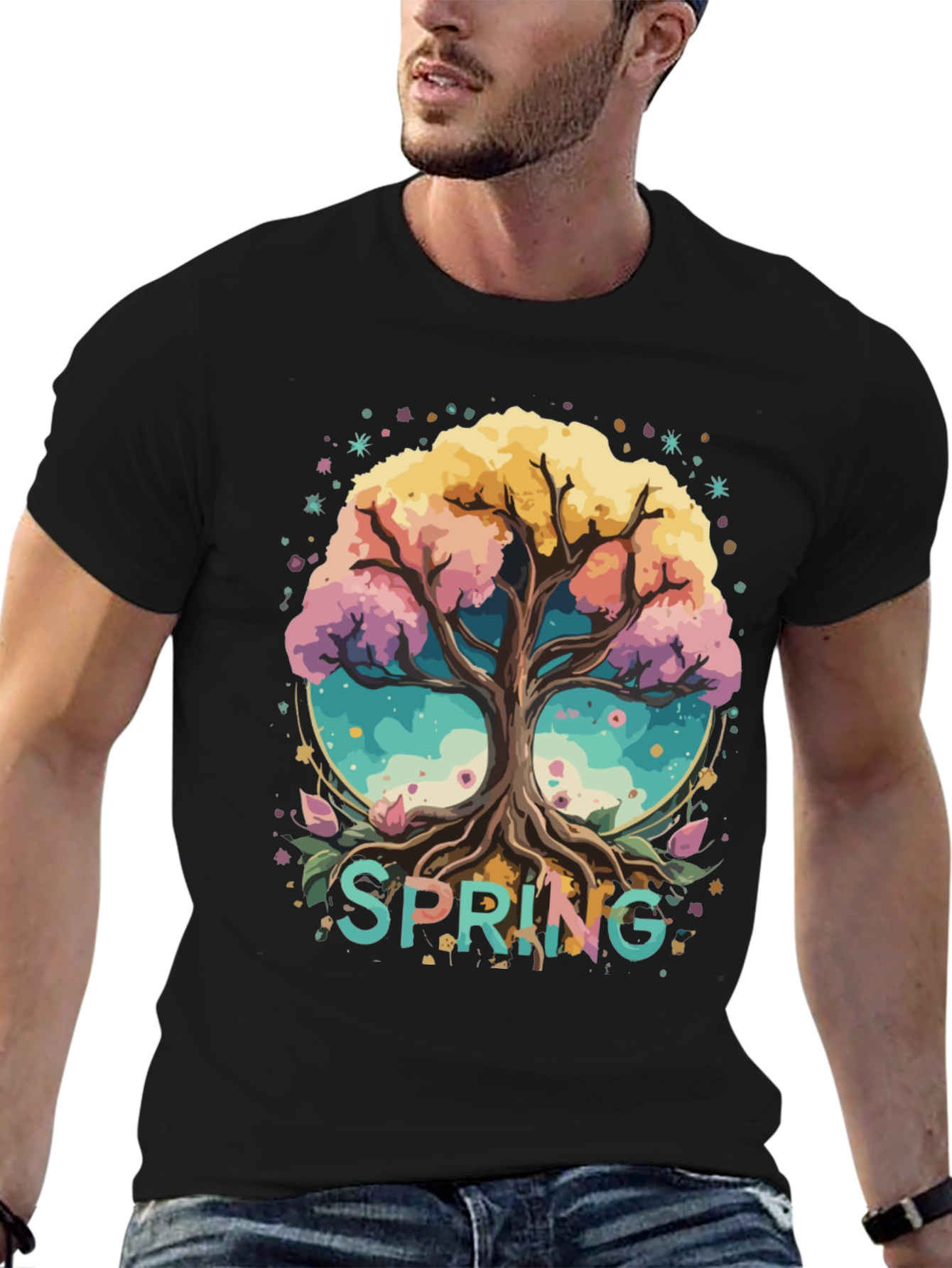 Spring Tree Graphic Tee - Black