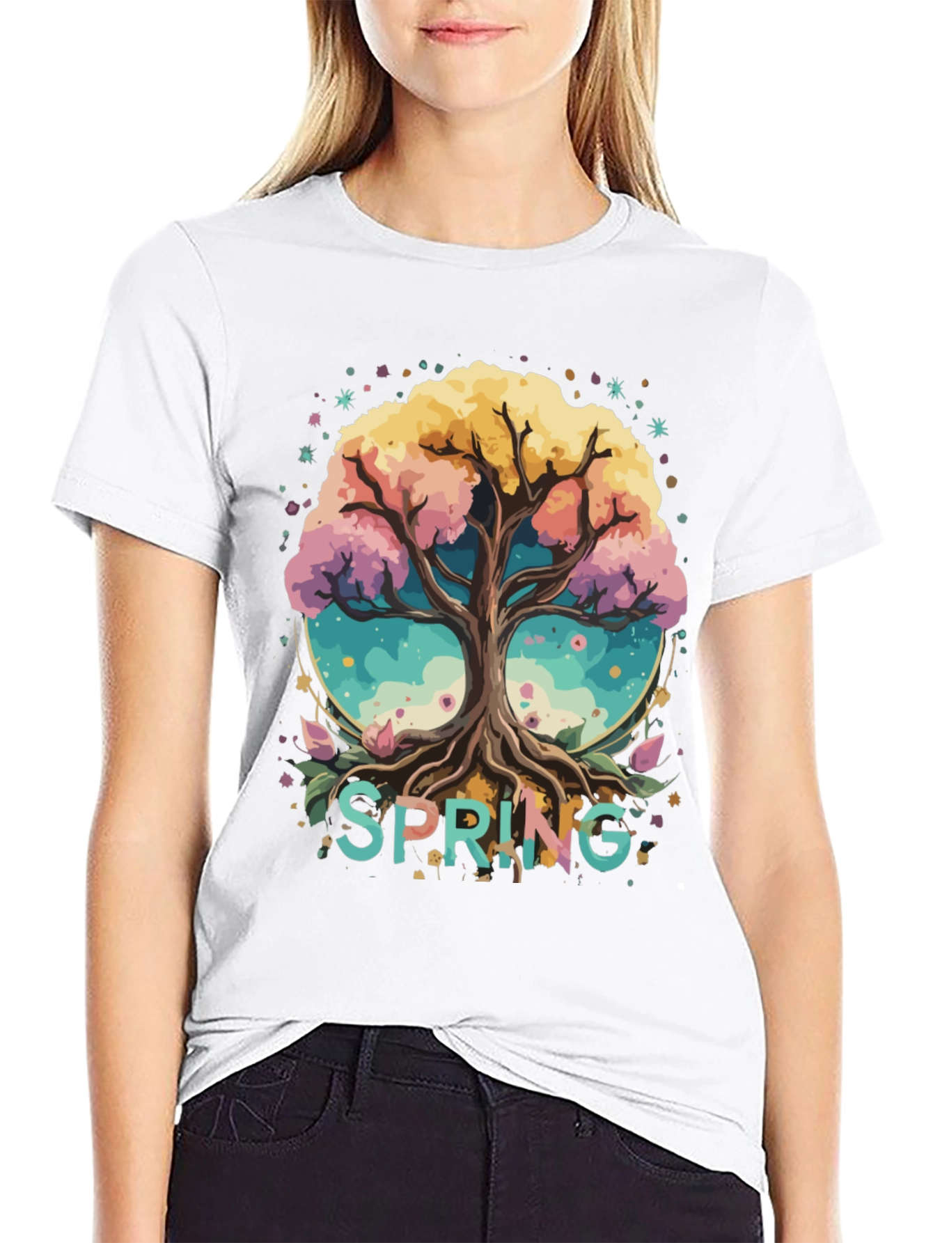 Spring Tree Graphic Tee - Black