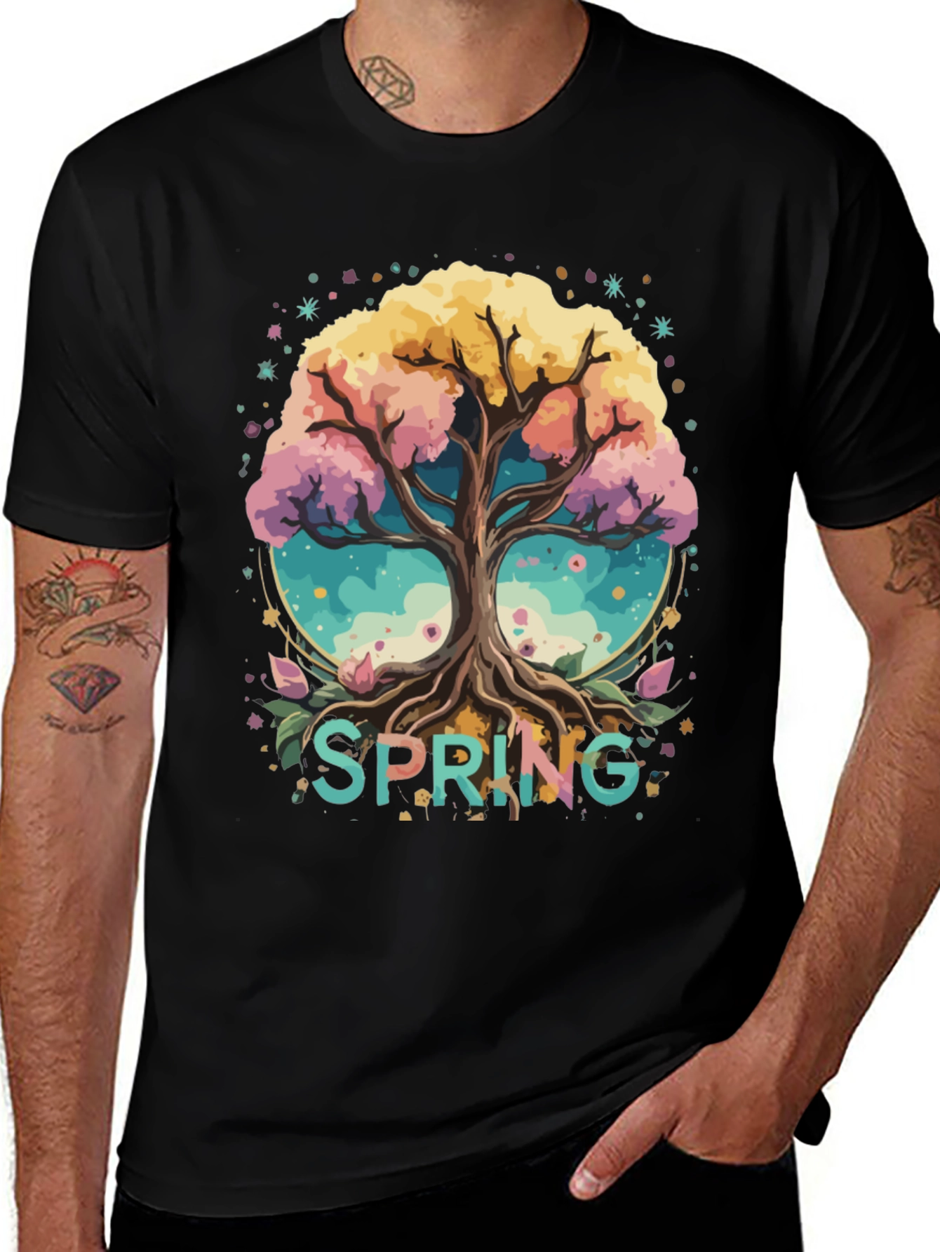 Spring Tree Graphic Tee - Black