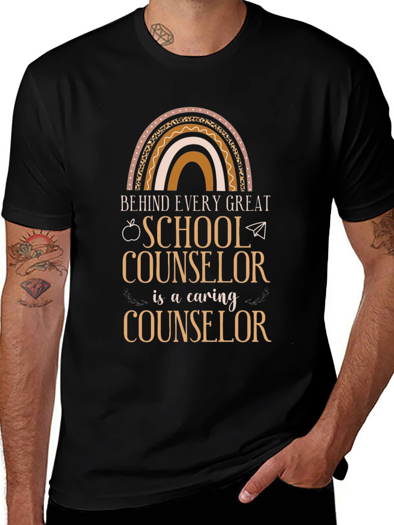 School Counselor Caring Rainbow Graphic Tee