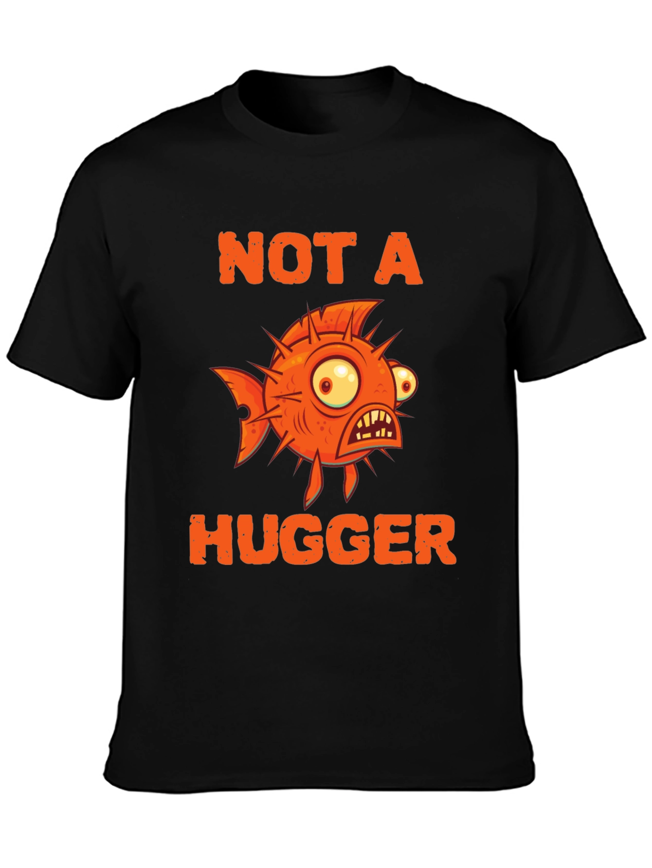 Not A Hugger Funny Pufferfish Graphic Tee