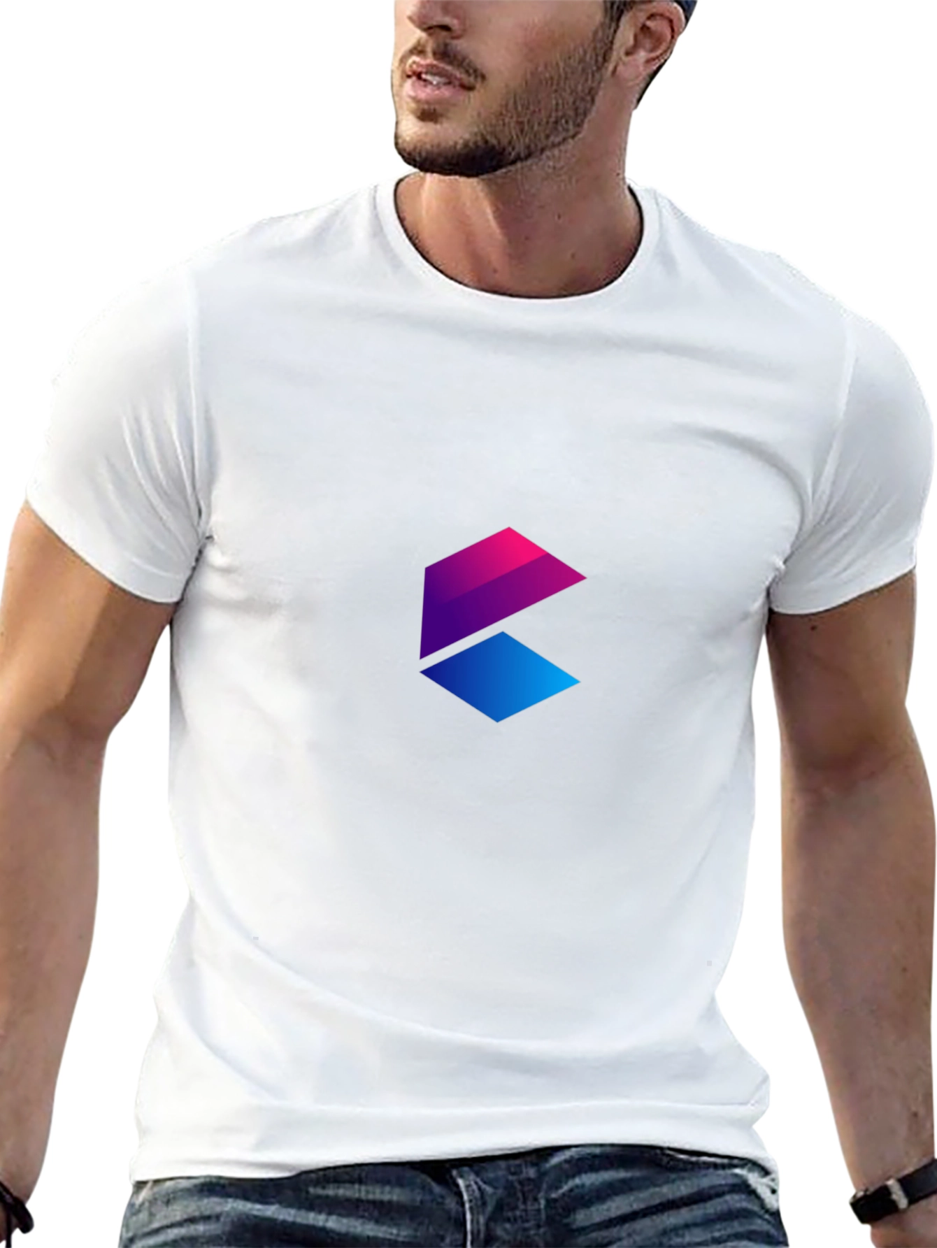 Gradient Geometric Logo Black T-Shirt